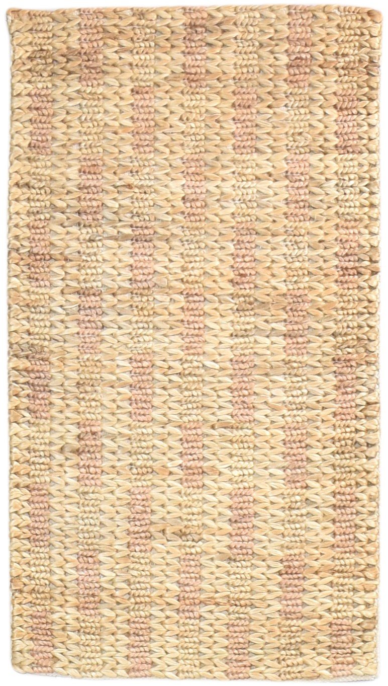 Hand-Hooked Beige Jute Rug 2' X 4' Modern Scandinavian Abstract Small Carpet   7865139265685