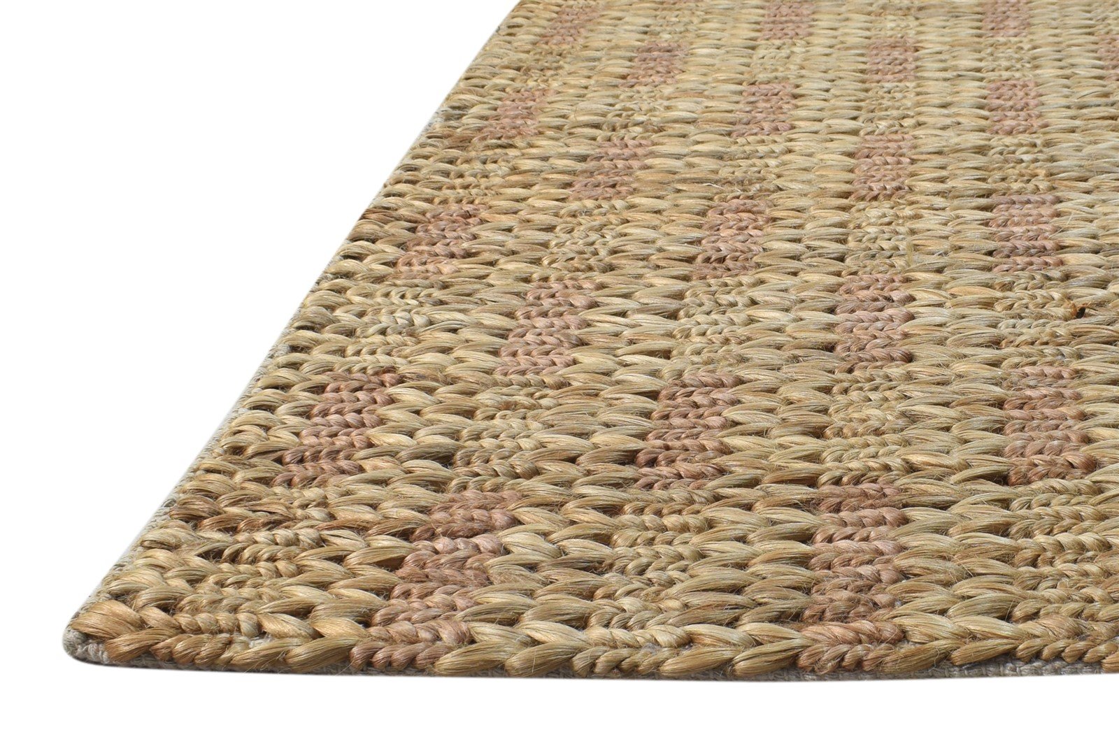 Hand-Hooked Beige Jute Rug 2' X 4' Modern Scandinavian Abstract Small Carpet   7865139265685
