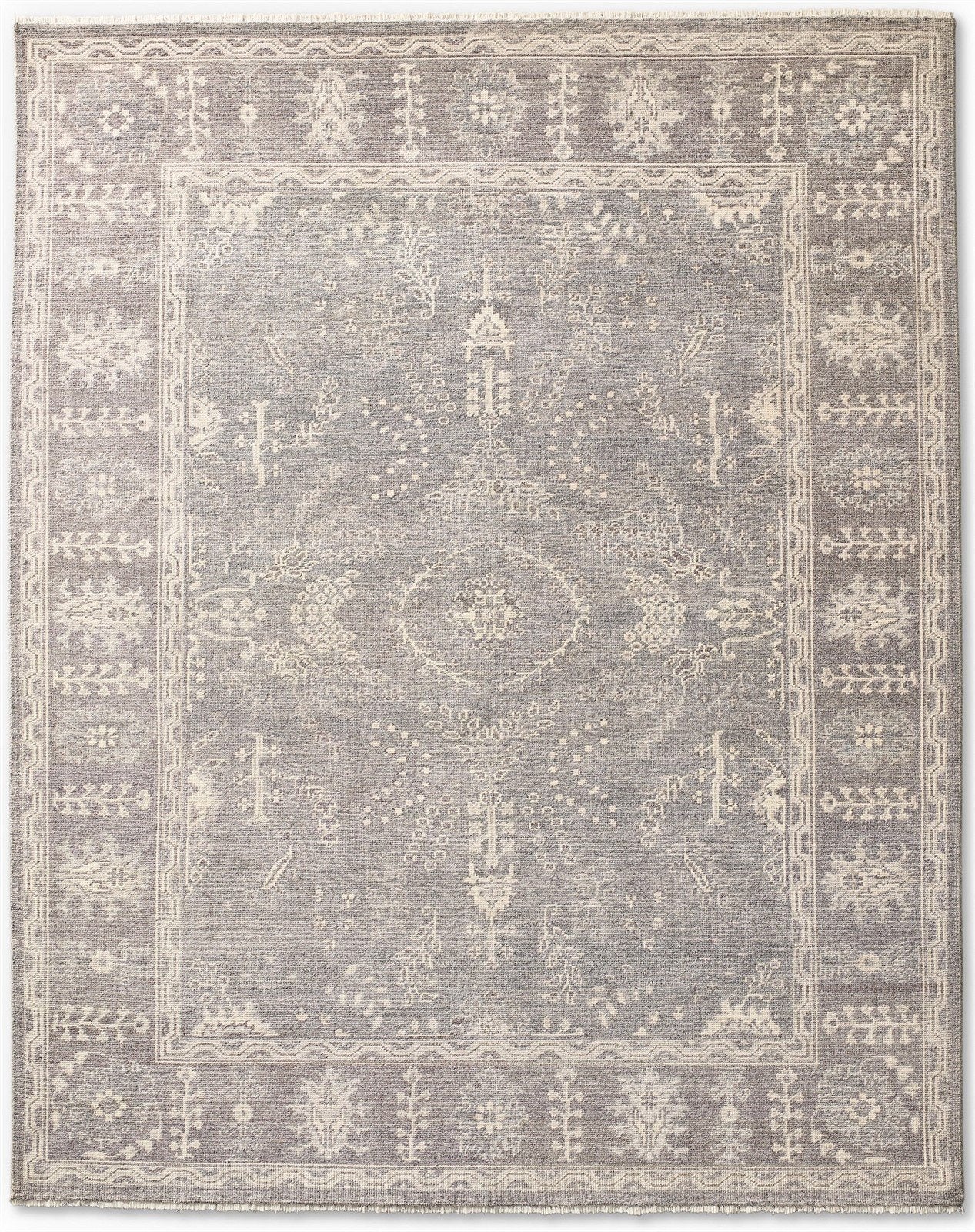 Hand Knot Rug Filoli Grey Wool Rug, Persian Sharouk Rug, Oriental Carpet   8613895143573