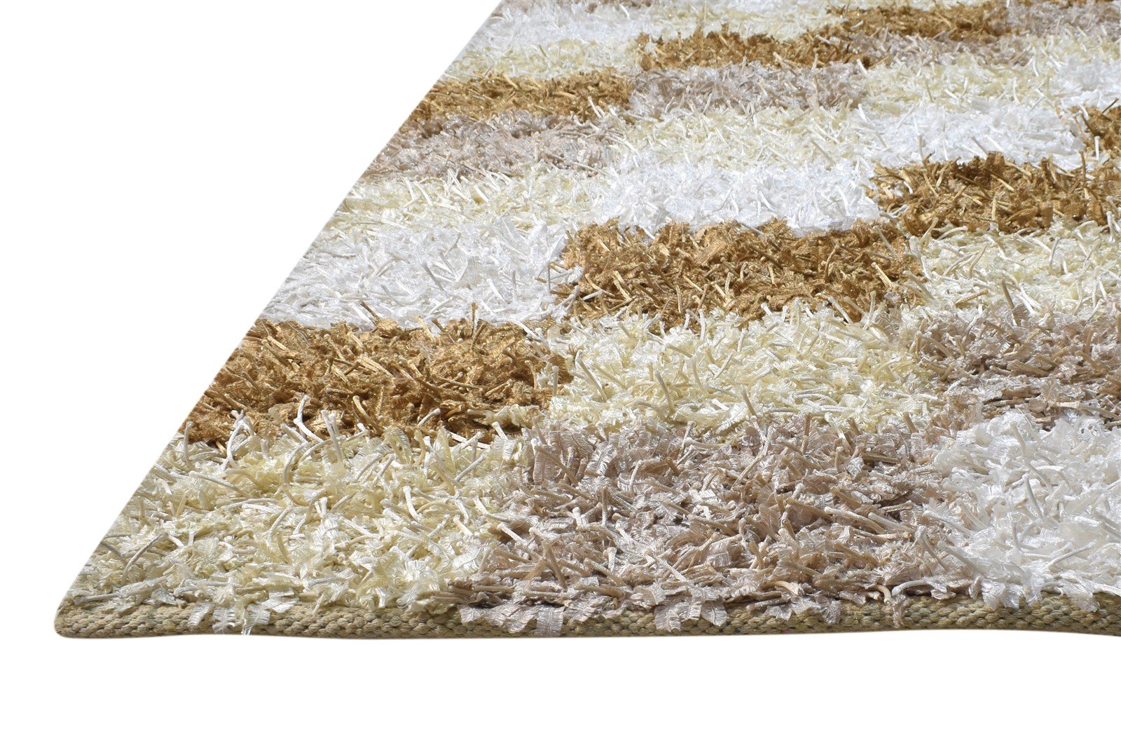 Hand Knotted Beige Polyester Rug 5' X 6' Shag Indian Modern Room Size Carpet   7865129435285