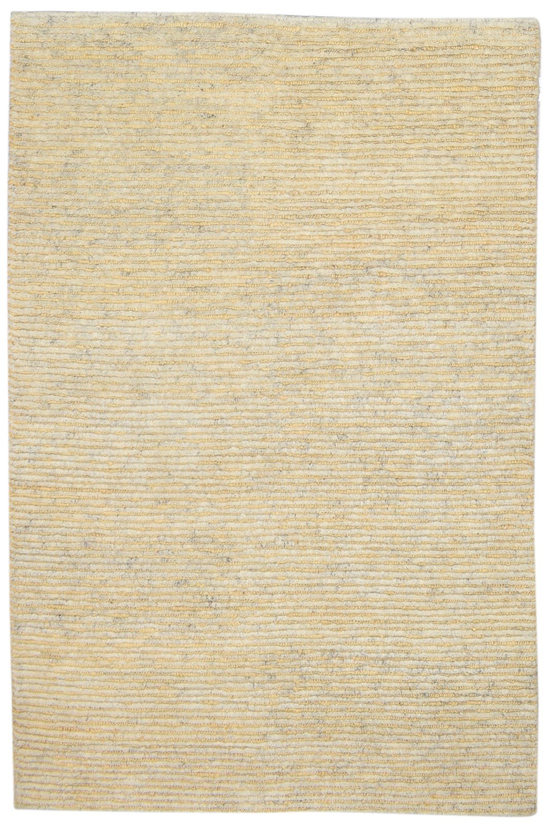 Hand Knotted Beige Wool / Jute Rug 4X5 Modern Scandinavian Striped Room Size   7864091312277