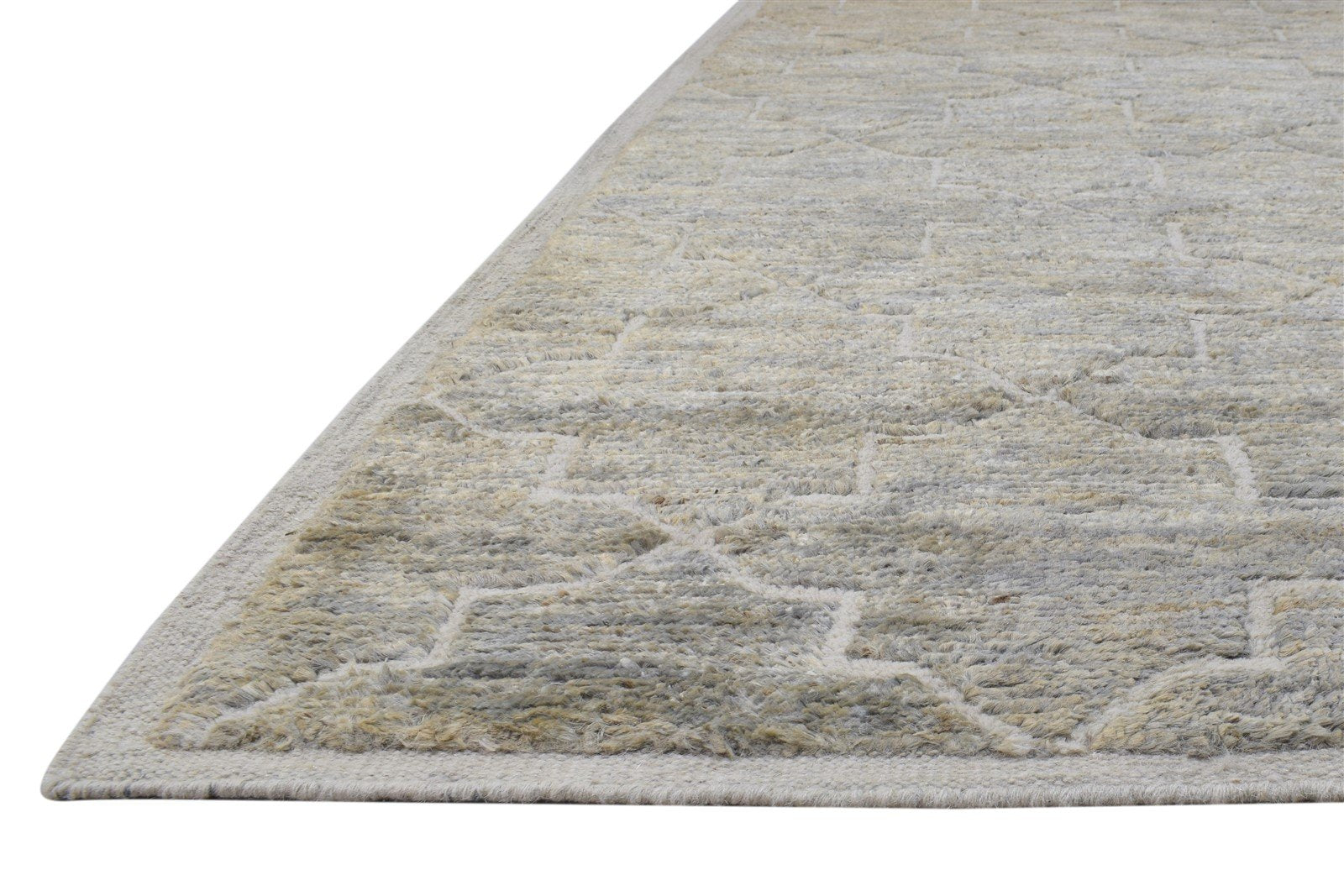 Hand Knotted Beige Wool / Jute Rug 5X10 Modern Moroccan Trellis Room Size Carpet   7864786747541