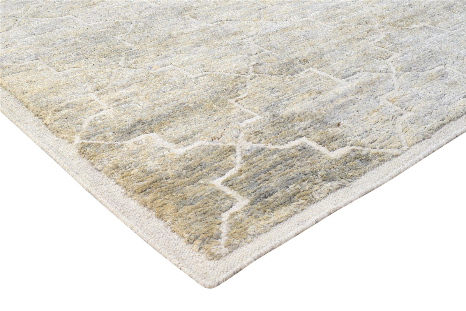 Hand Knotted Beige Wool / Jute Rug 5X10 Modern Moroccan Trellis Room Size Carpet   7864786747541