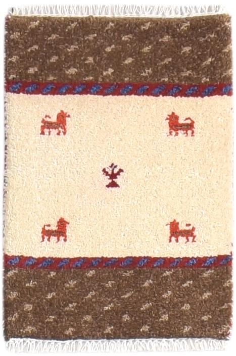 Hand Knotted Beige Wool Rug 1' X 2' Persian Southwestern Tribal Small Carpet   7865181733013