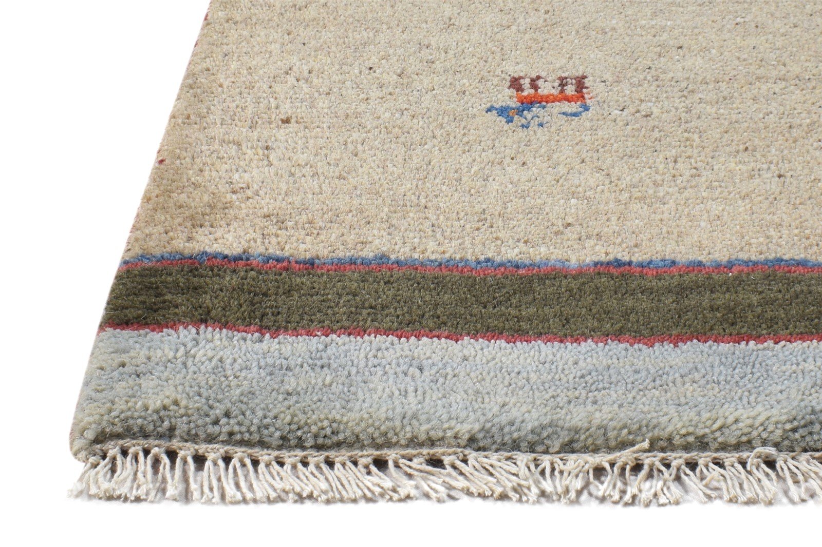 Hand Knotted Beige Wool Rug 1' X 2' Southwestern American Tribal Small Carpet   7865060720789
