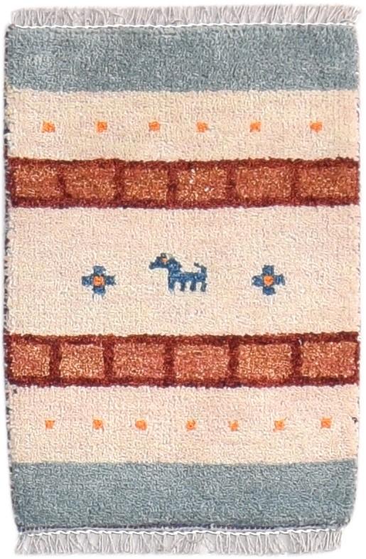 Hand Knotted Beige Wool Rug 1' X 2' Southwestern American Tribal Small Carpet   7864555569301