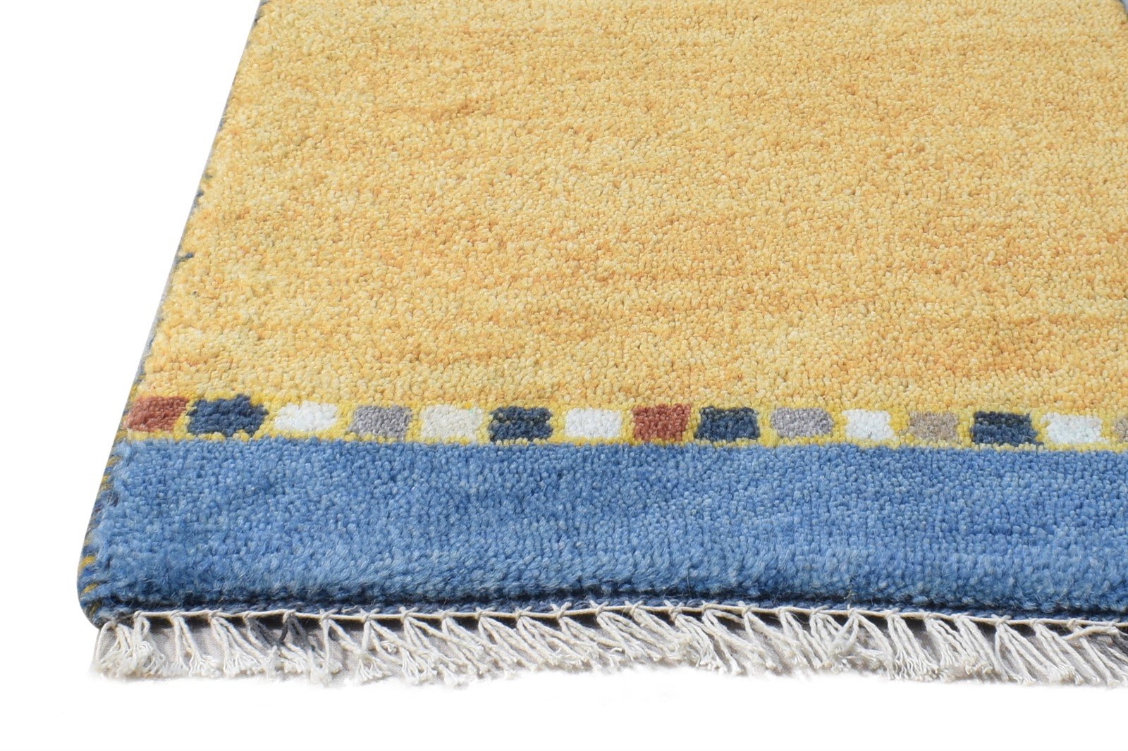 Hand Knotted Beige Wool Rug 1' X 2' Southwestern Gabbeh Striped Small Carpet   7865059475605
