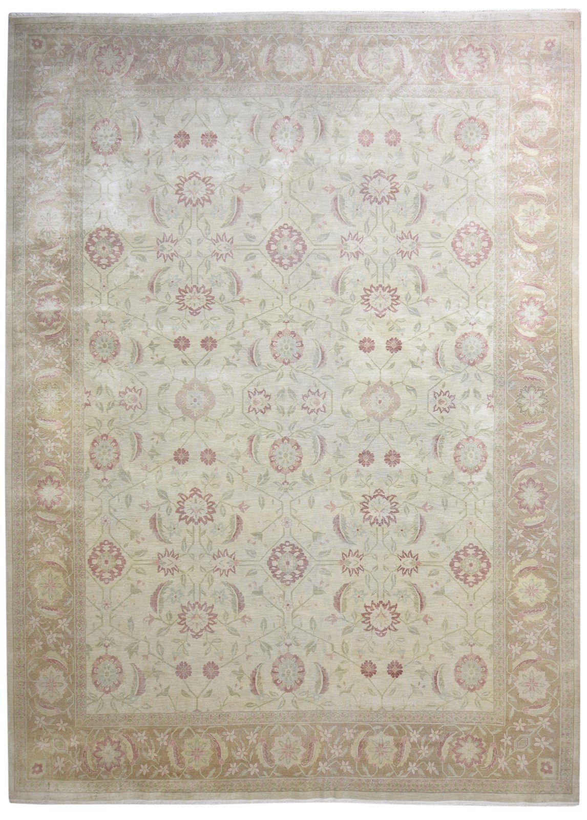 Hand Knotted Beige Wool Rug 10' X 13' Persian Kashan Oriental Extra Large Carpet   7865142444181