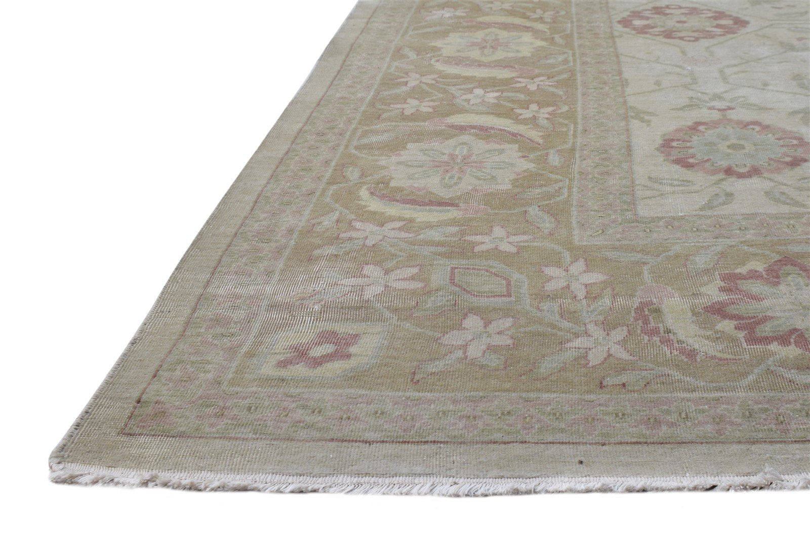 Hand Knotted Beige Wool Rug 10' X 13' Persian Kashan Oriental Extra Large Carpet   7865142444181