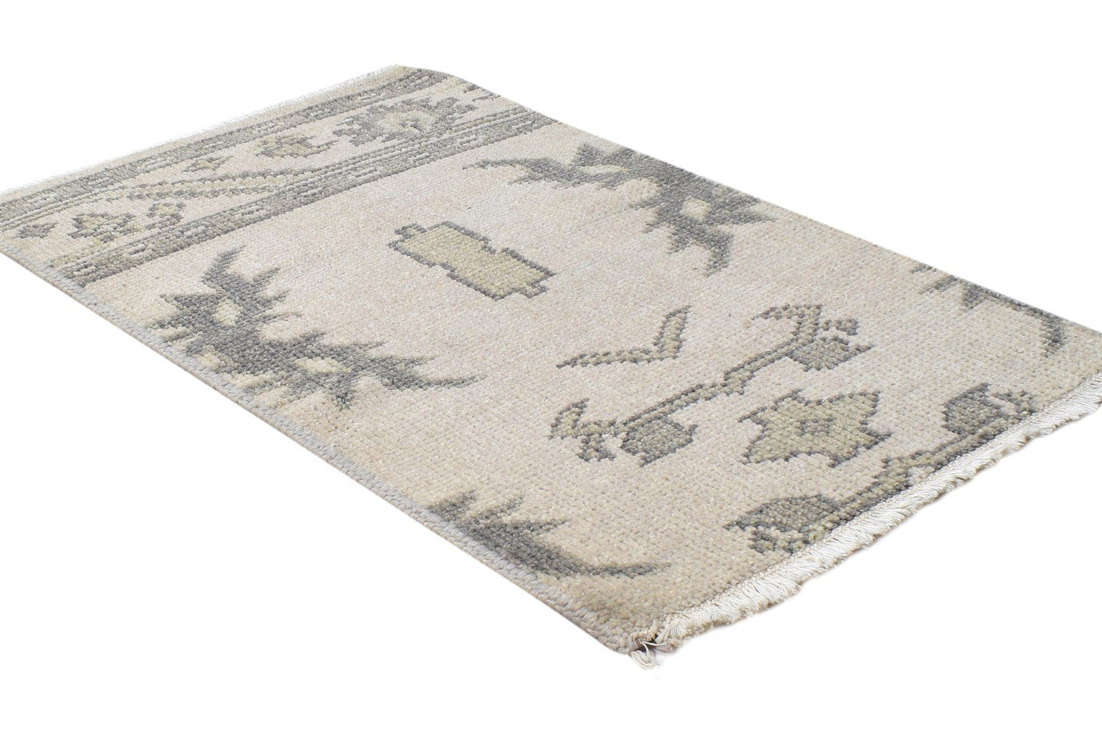 Vania Hand Knotted Beige Wool Rug 2' X 3' Persian Oushak Oriental   7865143689365
