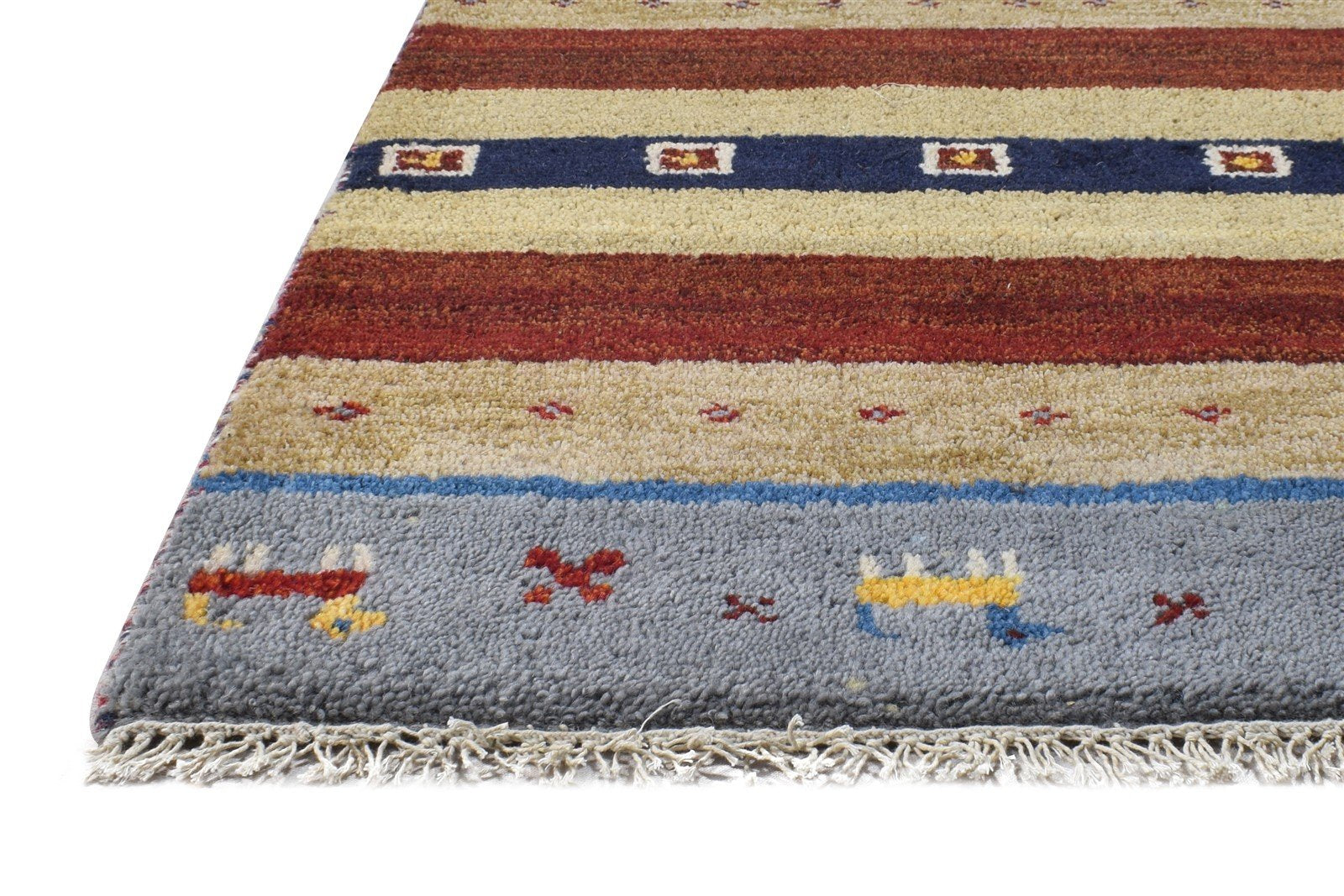 Hand Knotted Beige Wool Rug 2' X 3' Southwestern American Tribal Small Carpet   7865061572757