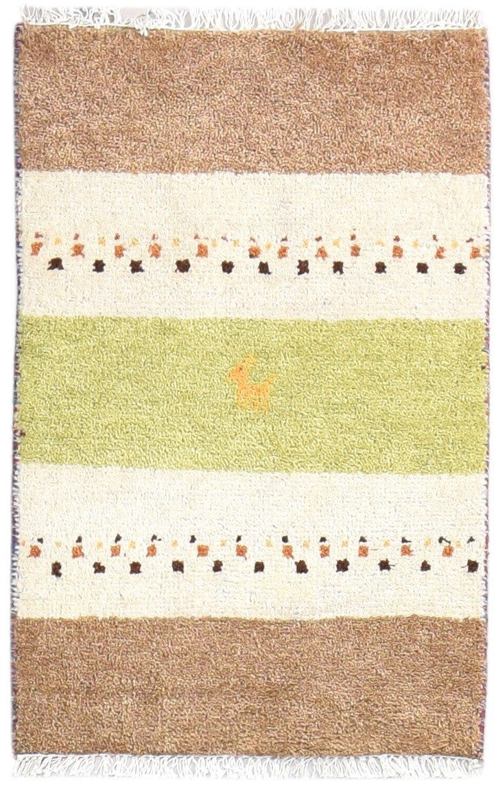 Hand Knotted Beige Wool Rug 2' X 3' Southwestern American Tribal Small Carpet   7865062260885
