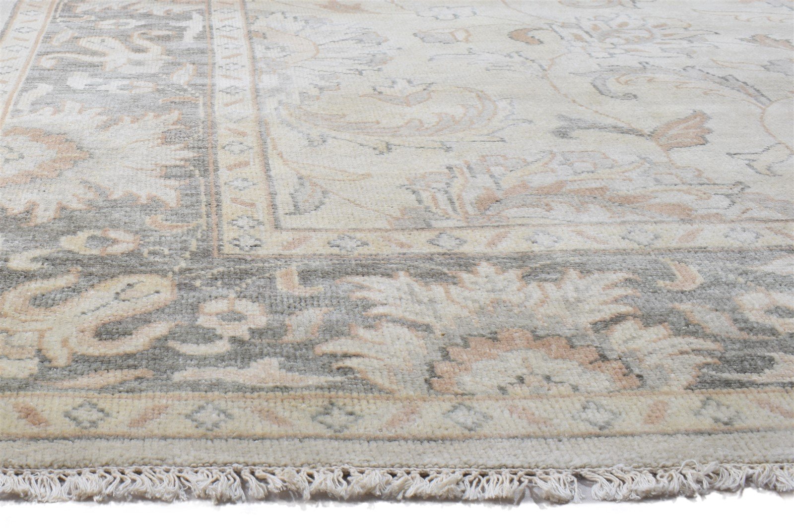 Hand Knotted Beige Wool Rug 8' X 10' Persian Kashan Oriental Large Carpet   7864102420629