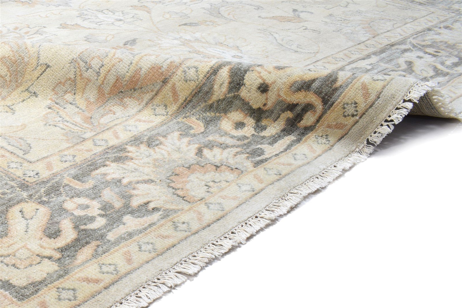 Hand Knotted Beige Wool Rug 8' X 10' Persian Kashan Oriental Large Carpet   7864102420629