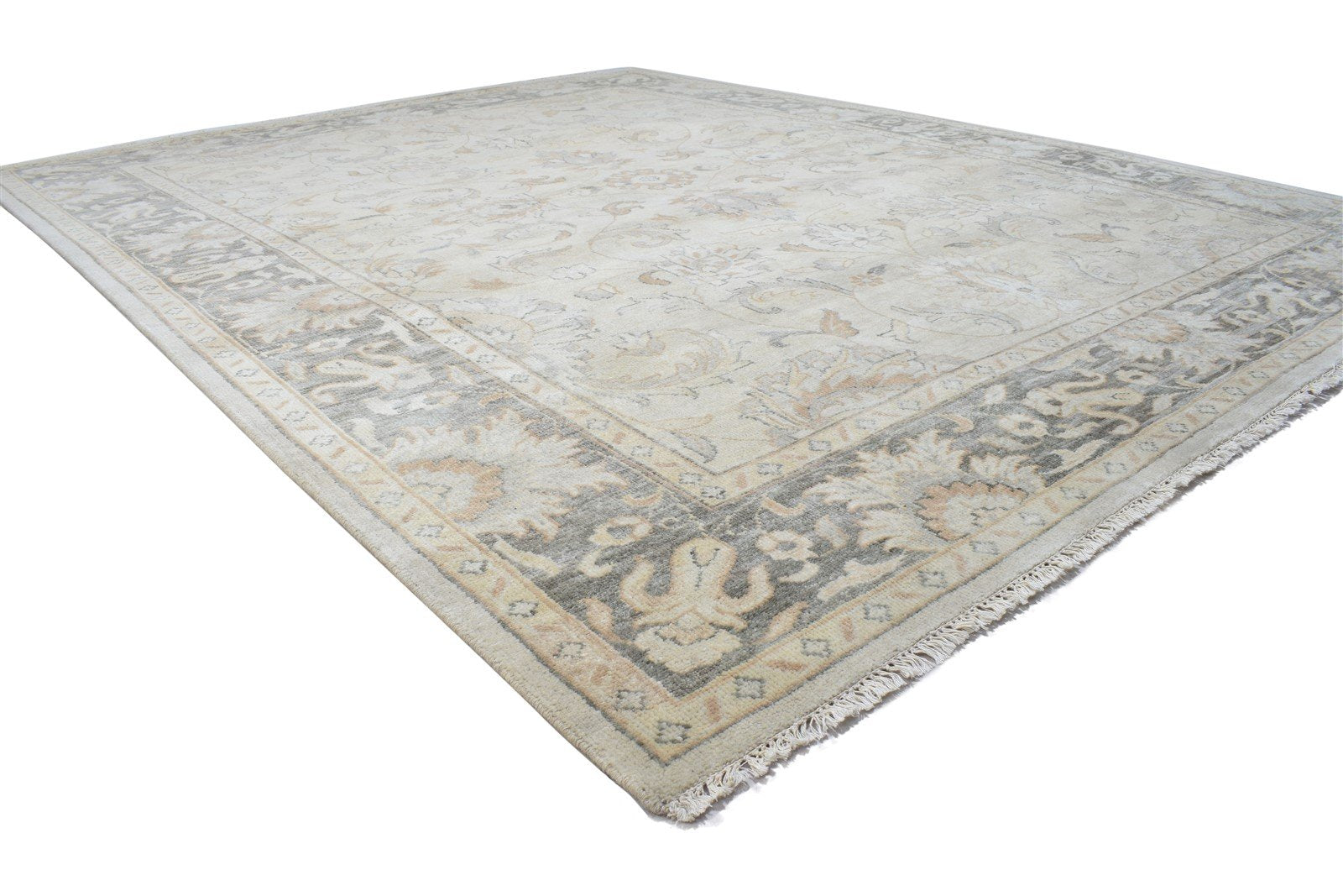 Hand Knotted Beige Wool Rug 8' X 10' Persian Kashan Oriental Large Carpet   7864102420629