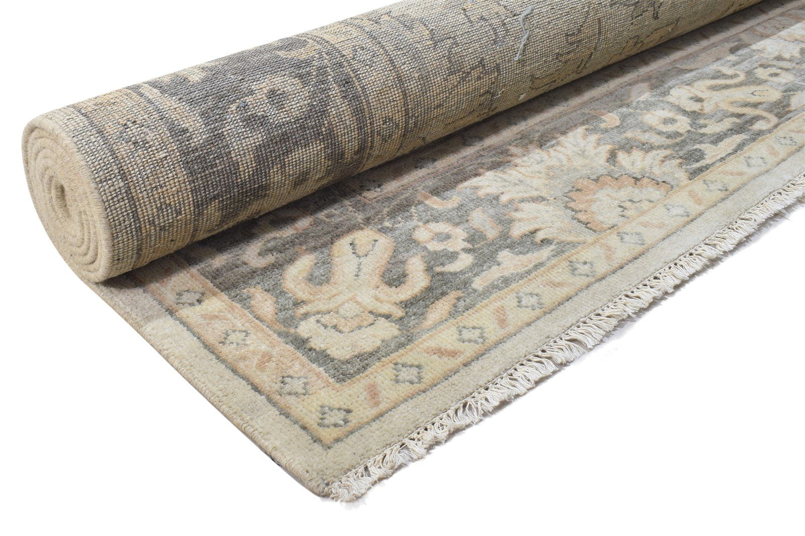 Hand Knotted Beige Wool Rug 8' X 10' Persian Kashan Oriental Large Carpet   7864102420629