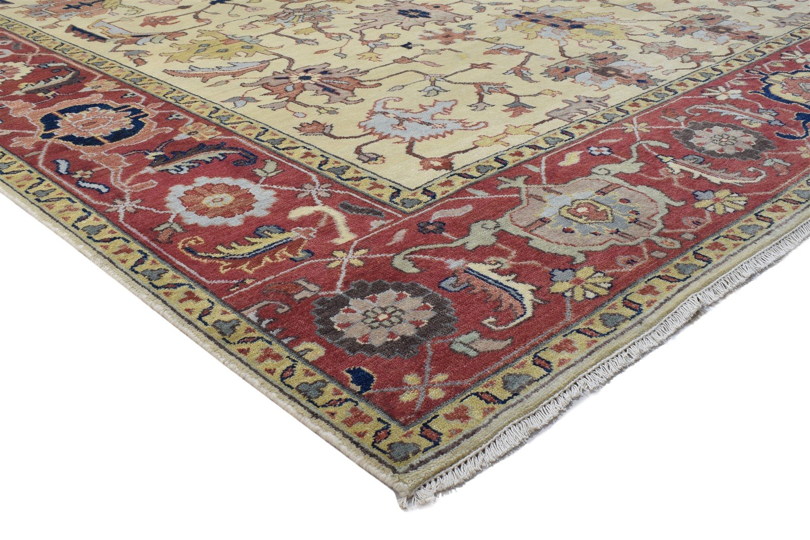 Hand Knotted Beige Wool Rug 9' X 12' Persian Kashan Oriental Large Carpet   7864195580053
