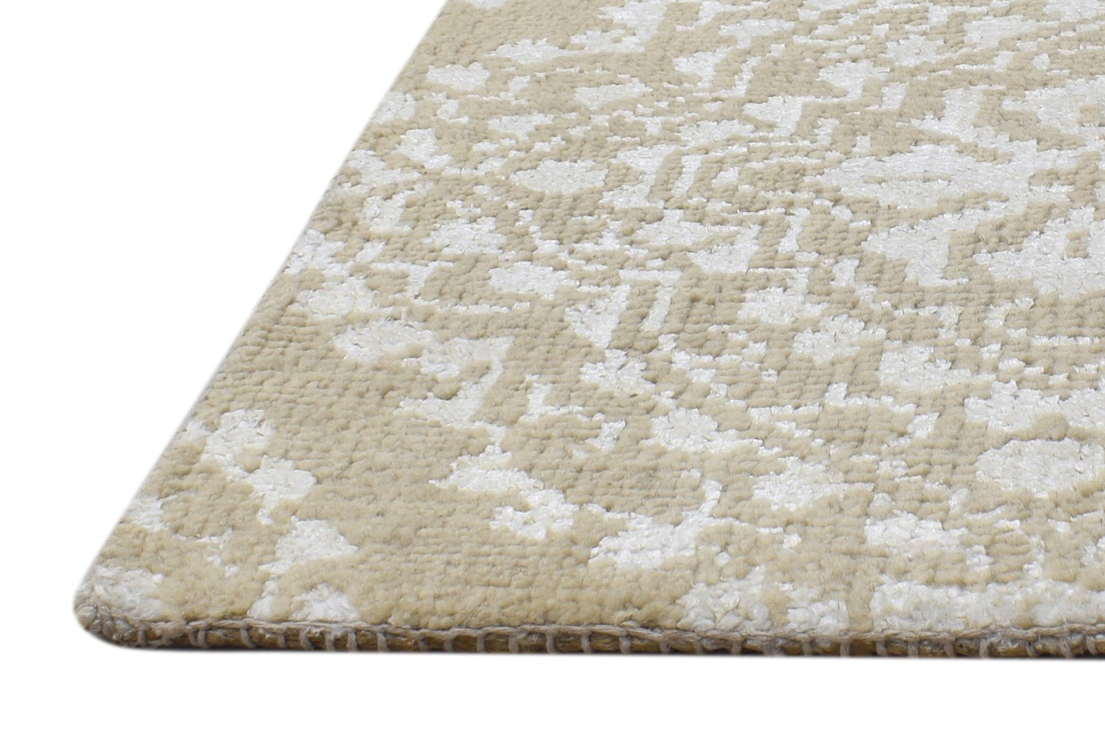 Hand Knotted Beige Wool / Silk Rug 2' X 2' Modern Moroccan Trellis Small Carpet   7864132239509