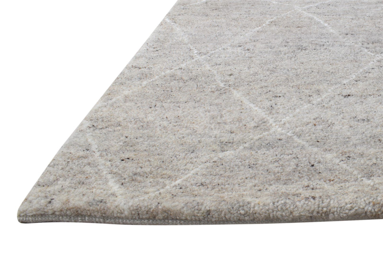 Hand Knotted Beige Wool Silk Rug 2' X 3' Shag Moroccan Diamond Small Carpet   7865143296149