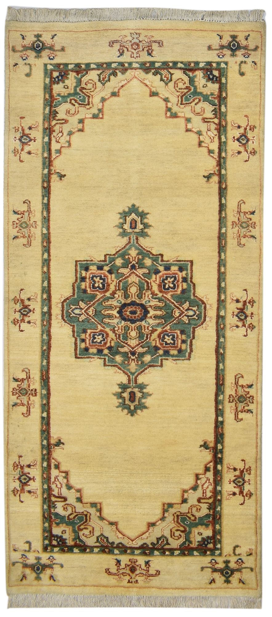 Hand Knotted Beige Wool / Silk Rug 3' X 6' Persian Oushak Oriental Small Carpet   7864089641109