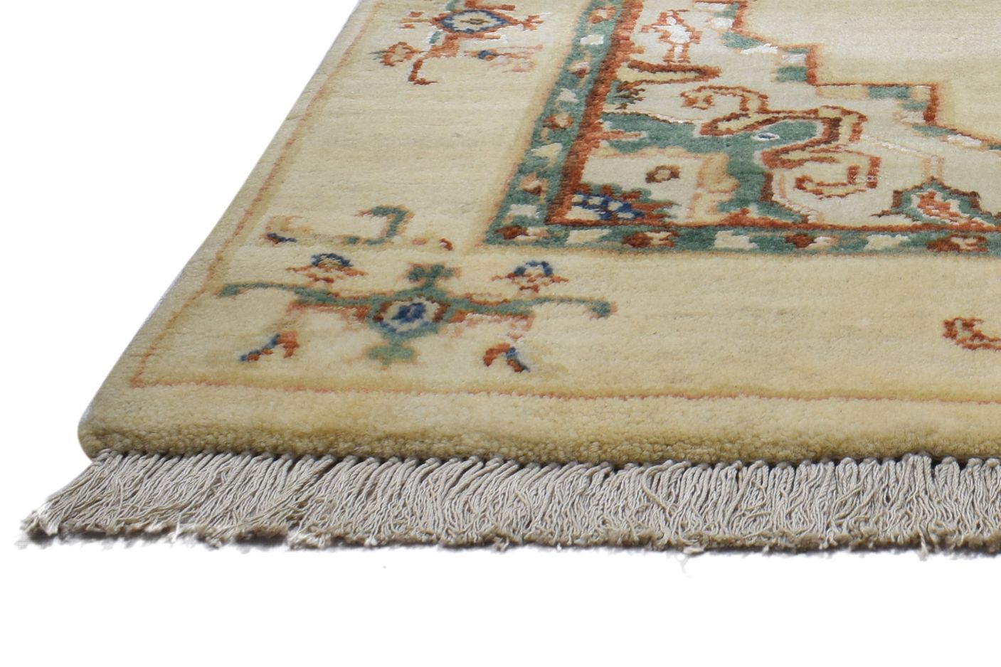 Hand Knotted Beige Wool / Silk Rug 3' X 6' Persian Oushak Oriental Small Carpet   7864089641109