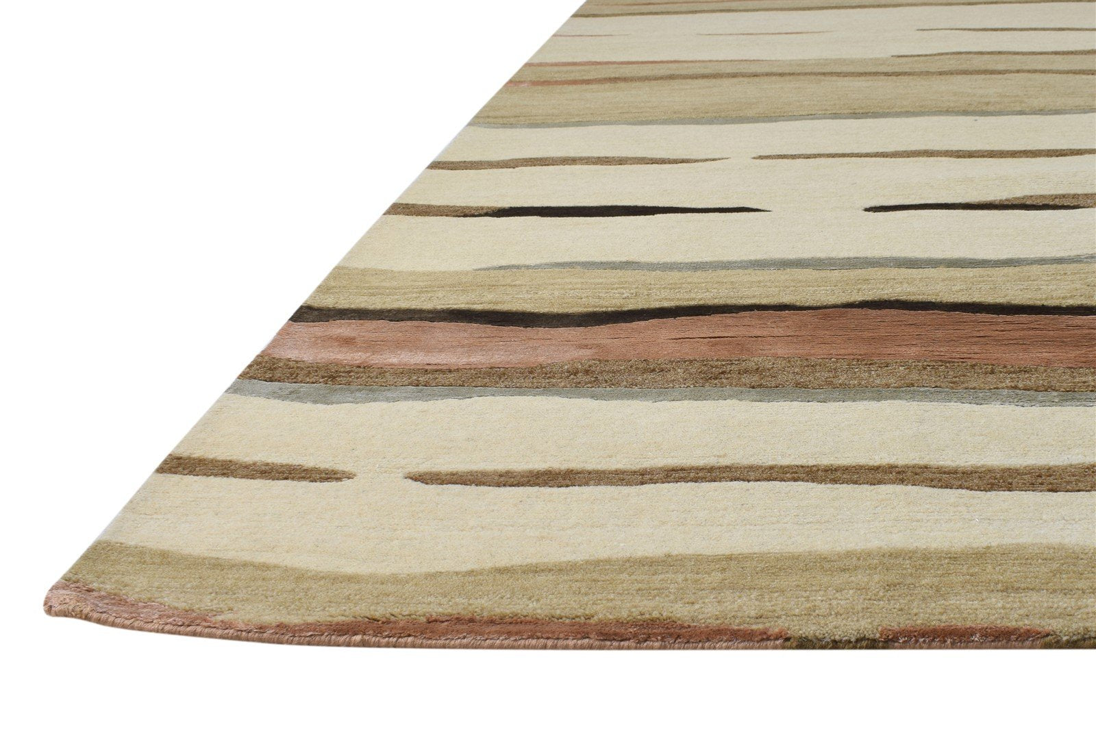 Hand Knotted Beige Wool / Silk Rug 6X9 Modern American Abstract Room Size   7865095061653