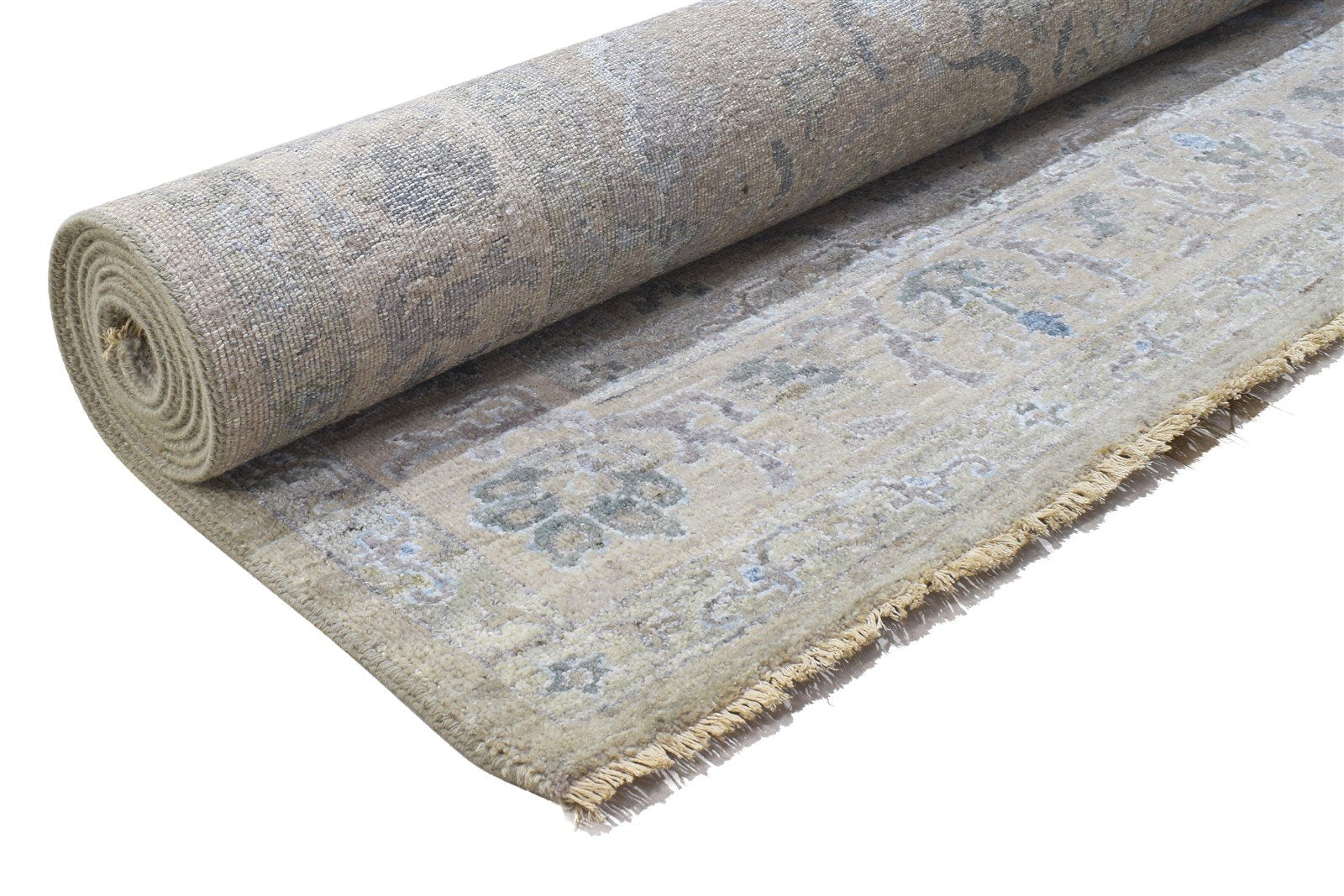 Hand Knotted Beige Wool / Silk Rug 8X10 Persian Oushak Oriental Large Carpet   7864328683669