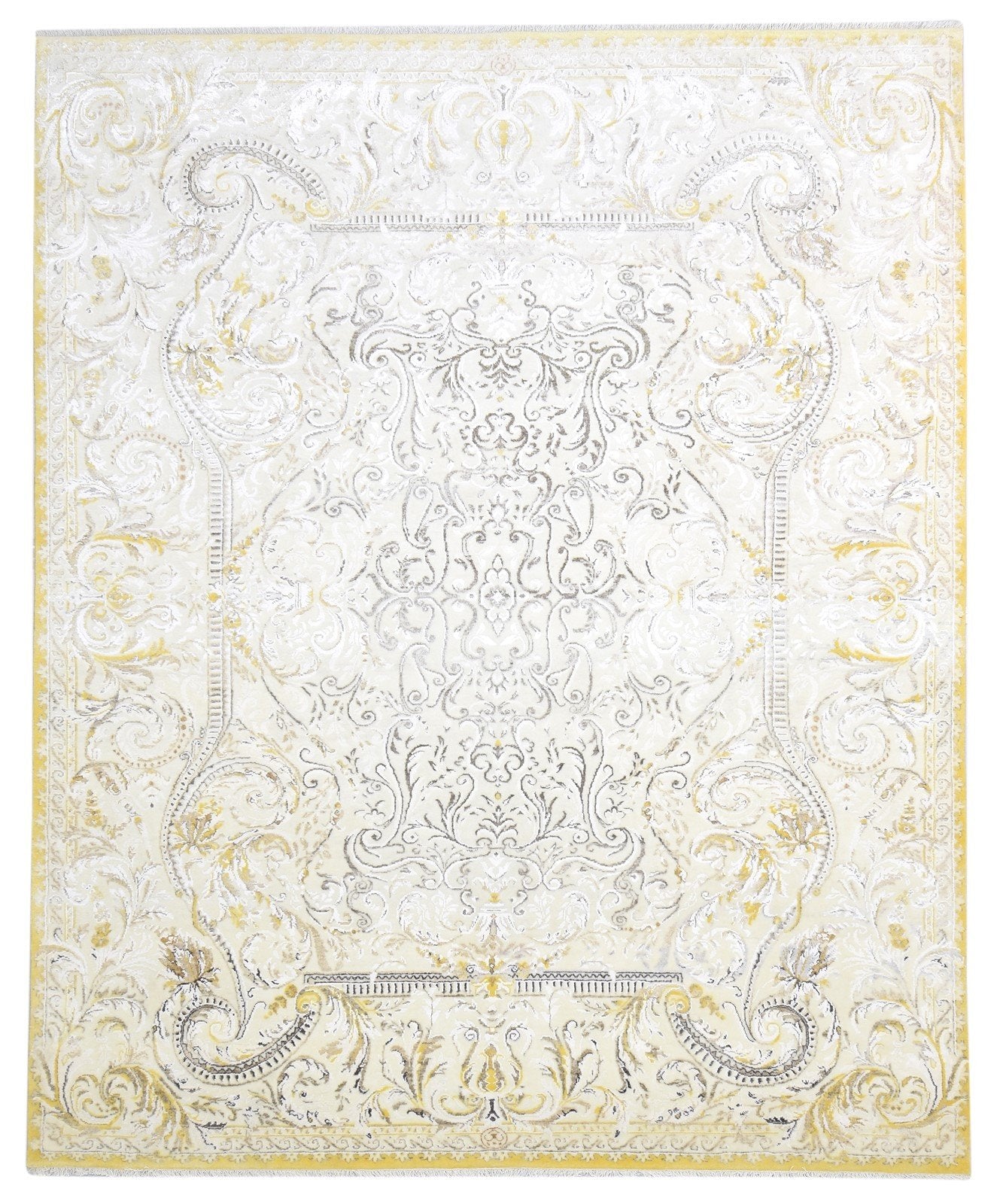 Hand Knotted Beige Wool / Silk Rug 8X13 Persian Aubusson Oriental Large Carpet   7864325898389