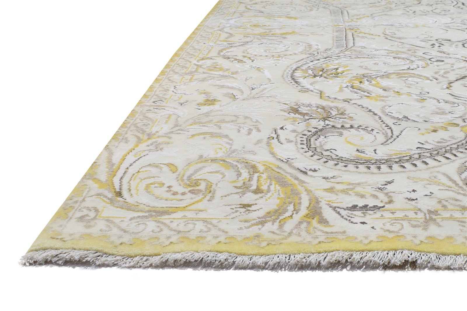 Hand Knotted Beige Wool / Silk Rug 8X13 Persian Aubusson Oriental Large Carpet   7864325898389