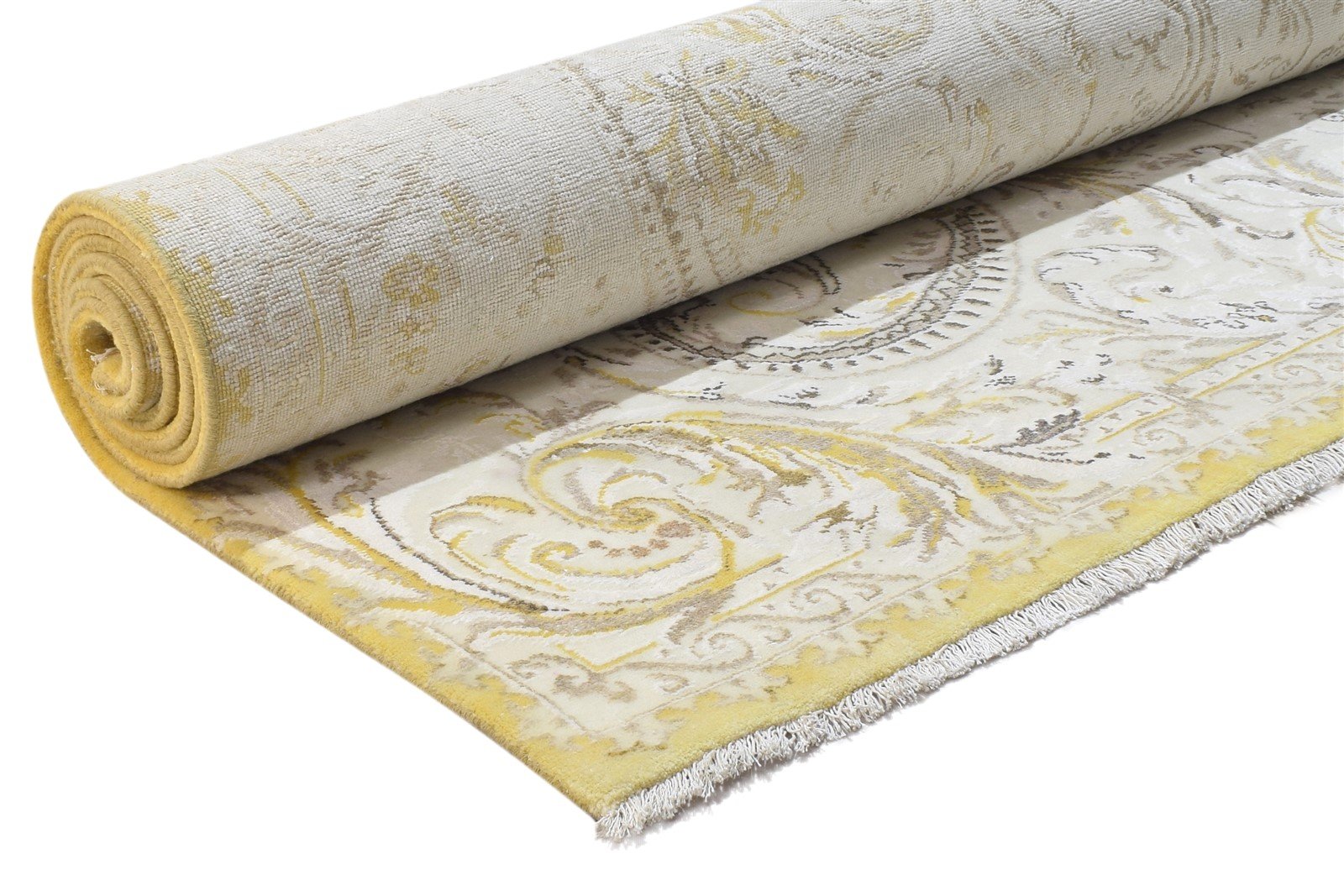 Hand Knotted Beige Wool / Silk Rug 8X13 Persian Aubusson Oriental Large Carpet   7864325898389