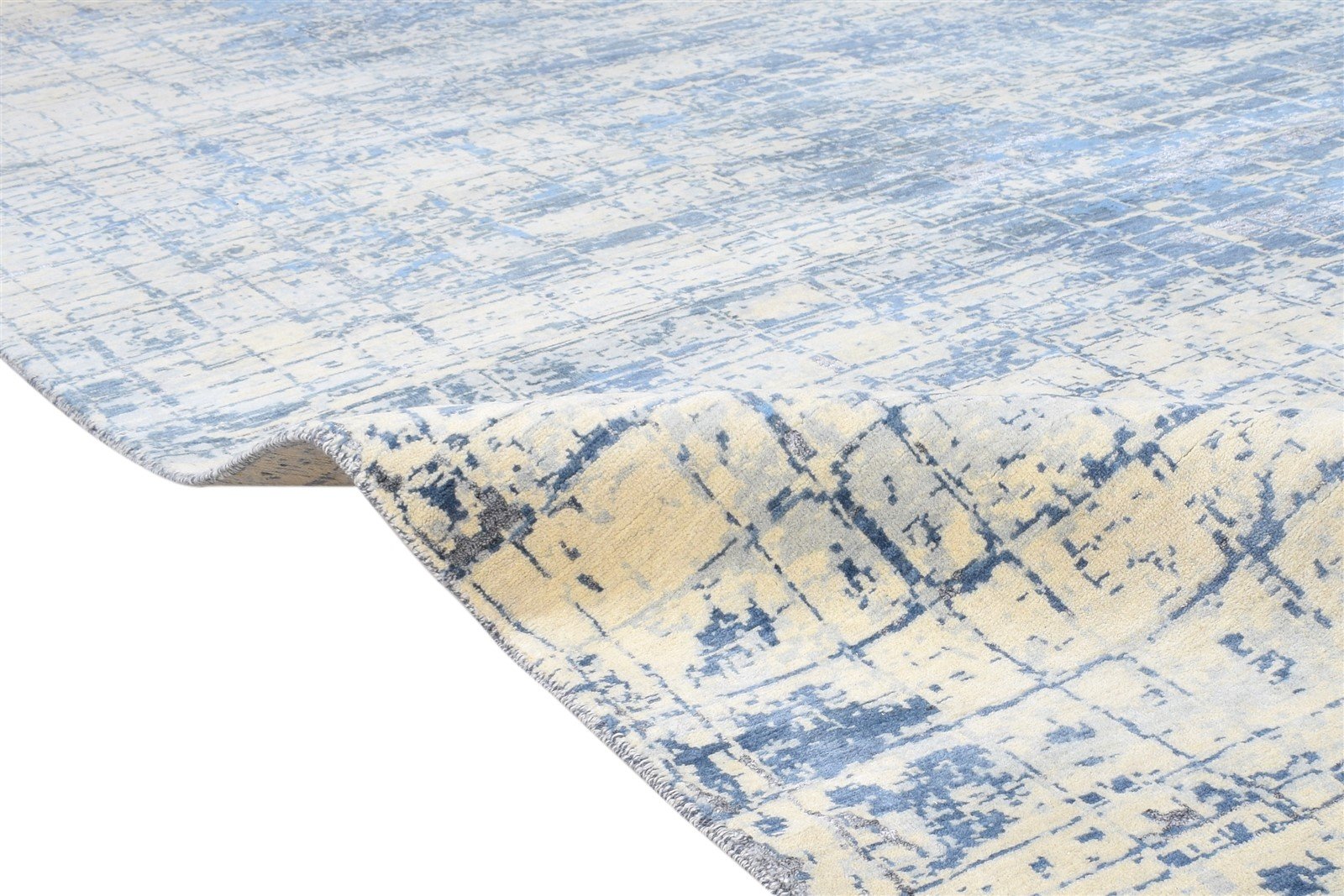 Page Hand Knotted Beige Wool / Silk Rug 9X12 Modern American Abstract   7865149292693