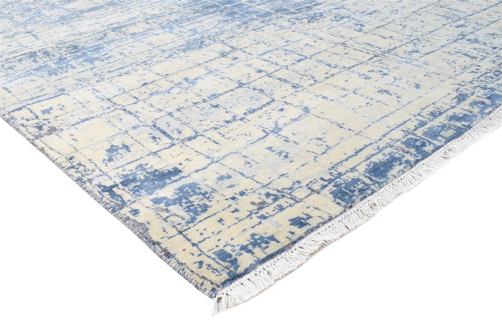 Page Hand Knotted Beige Wool / Silk Rug 9X12 Modern American Abstract   7865149292693