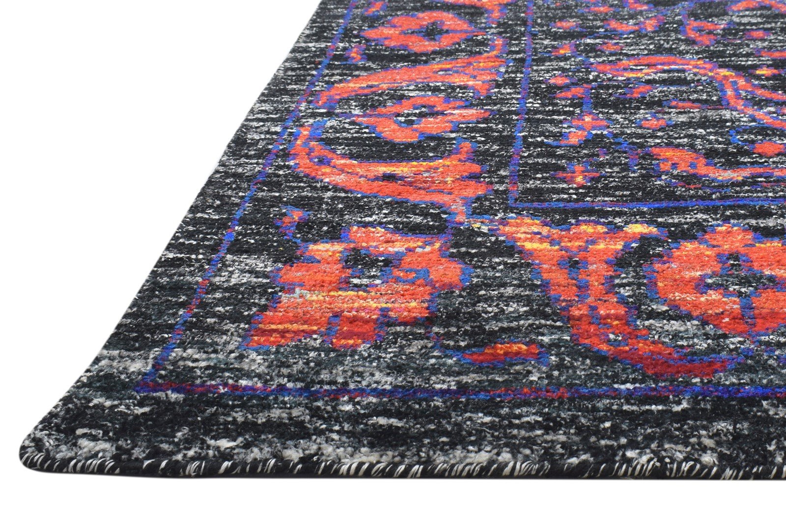 Hand Knotted Black Silk Rug 5' X 8' Modern Bohemian Oriental Room Size Carpet   7864098357397