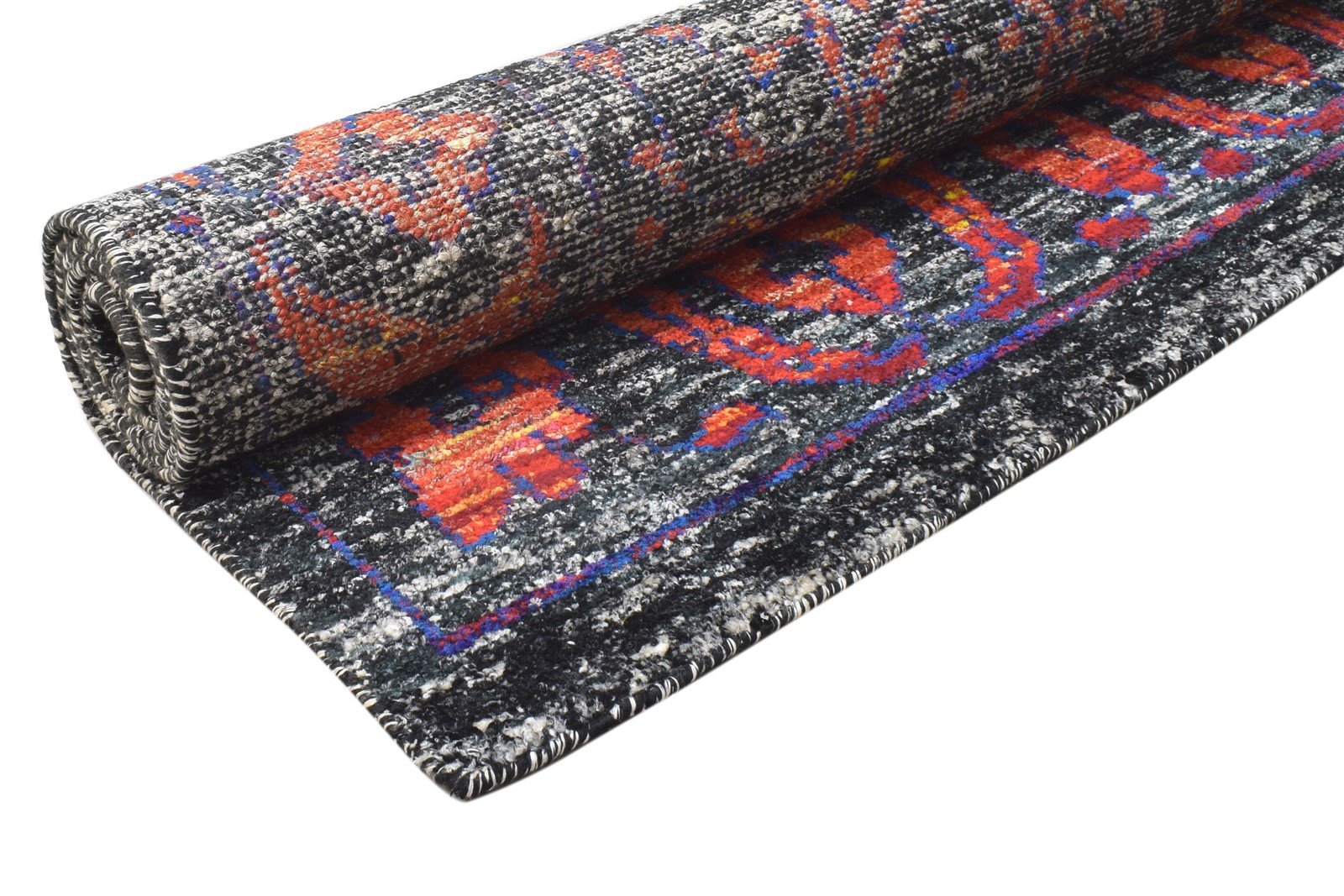 Anne Hand Knotted Black Silk Rug 5' X 8' Modern Bohemian Oriental   7864098357397