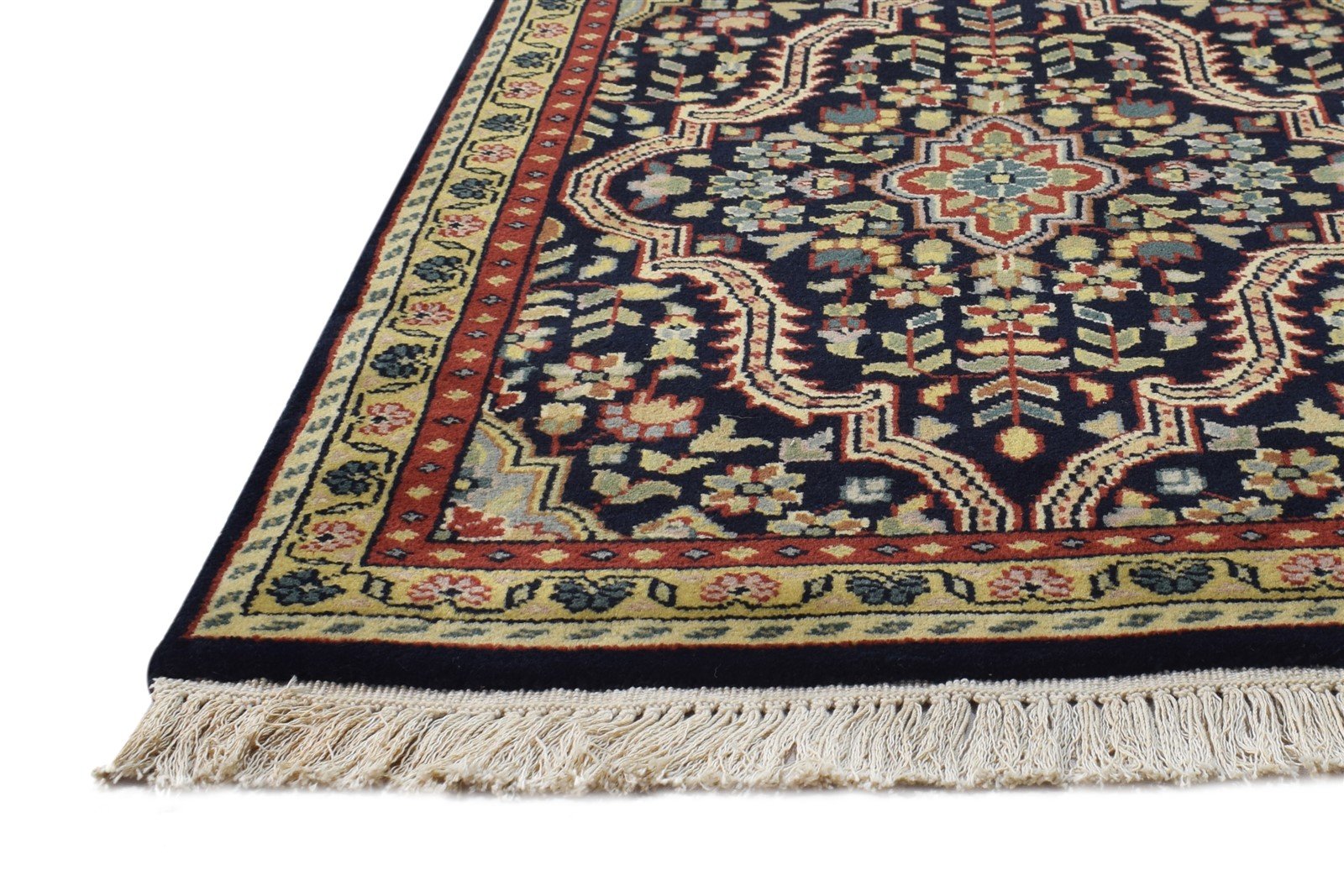 Hand Knotted Black Wool Rug 2' X 3' Persian Kashan Oriental Small Carpet   7864646697109