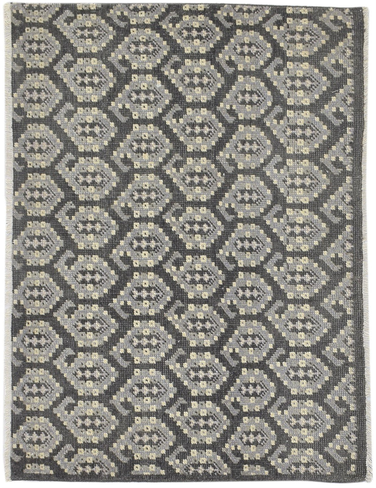 Hand Knotted Black Wool Rug 4' X 2' Persian Bokhara Oriental Room Size Carpet   7864086560917