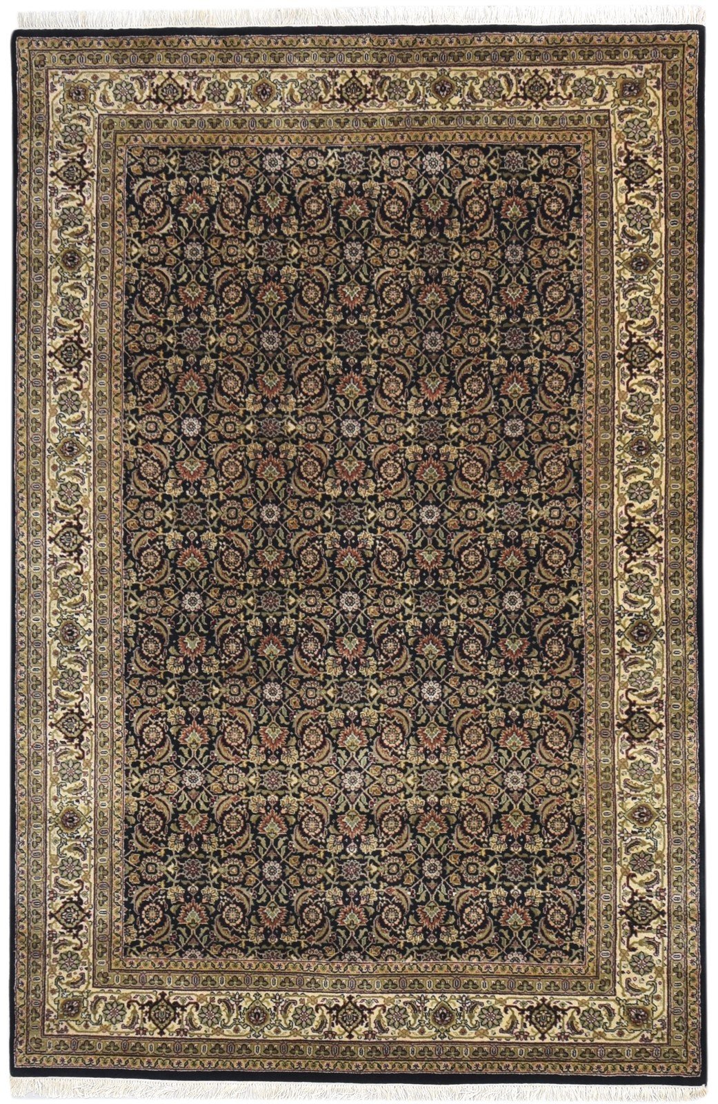 Yolane Hand Knotted Black Wool Rug 5' X 8' Persian Tabriz Oriental   7864659247253