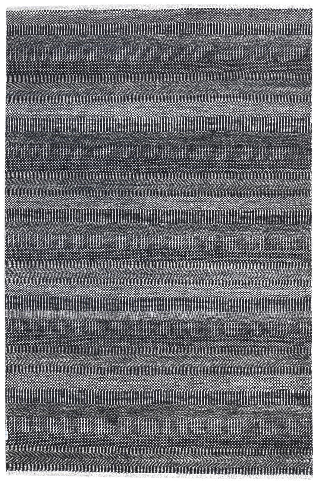 Hand Knotted Black Wool Rug 6' X 9' Modern Agra Grass Trellis Large Carpet   7865149554837