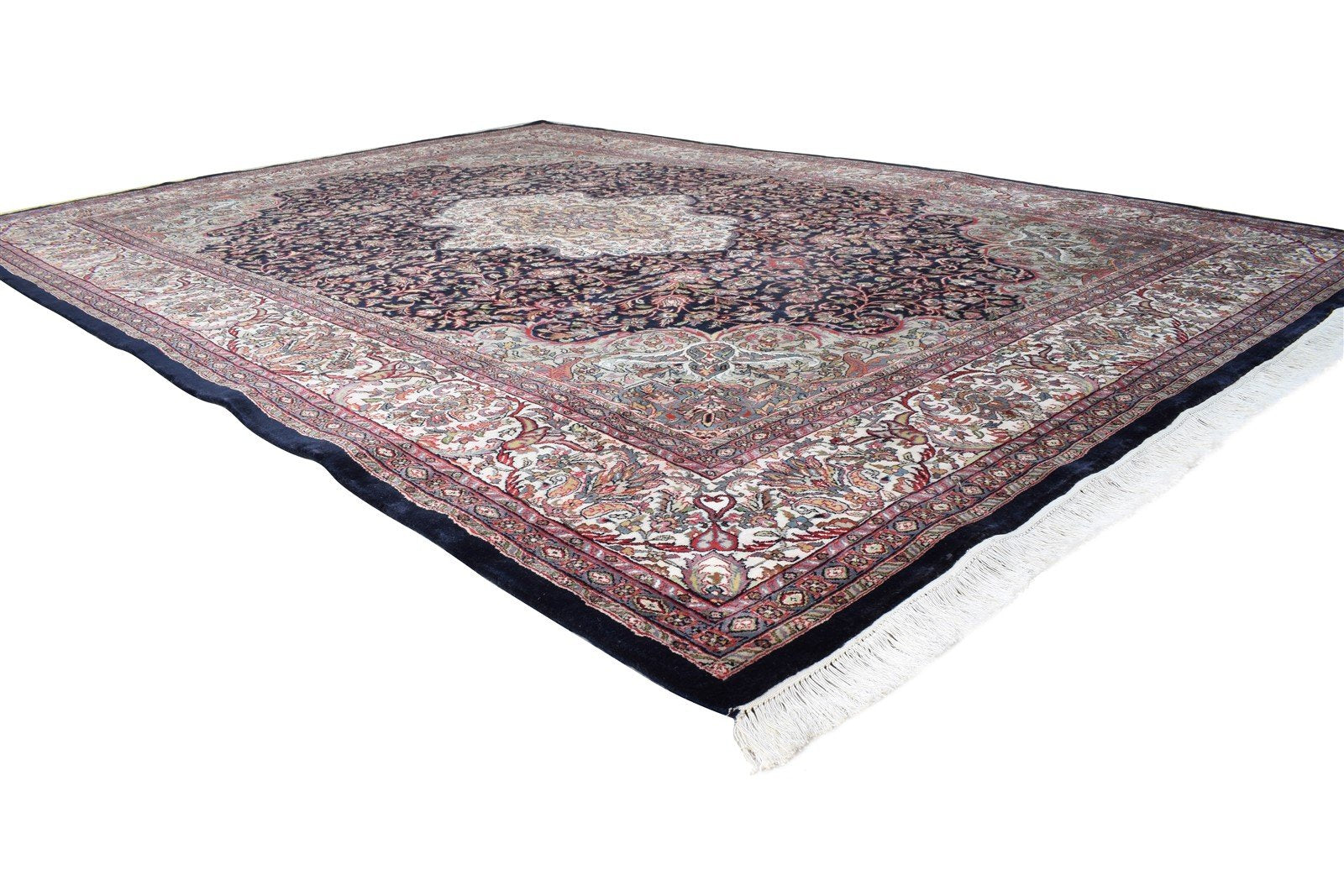 Hand Knotted Black Wool Rug 8' X 12' Persian Kashan Oriental Large Carpet   7864629788821