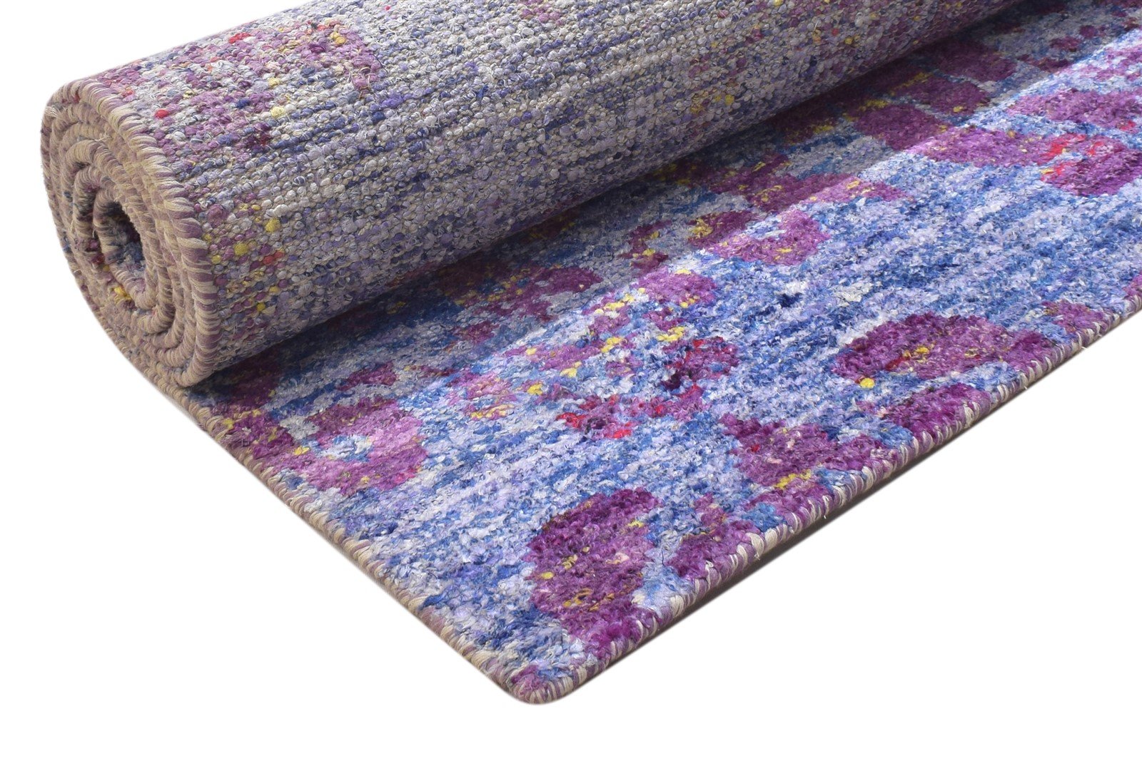 Karmen Hand Knotted Blue Silk Rug 5' X 8' Modern Bohemian Damask   7864098062485