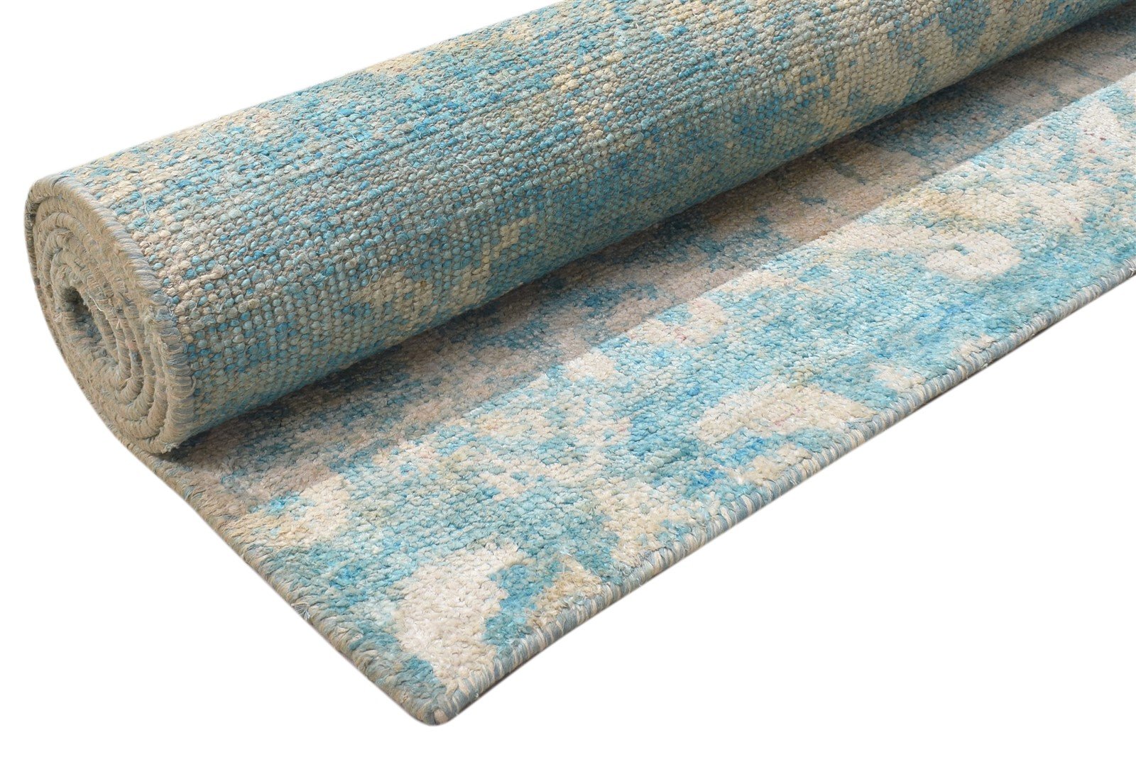 Hand Knotted Blue Silk Rug 5' X 8' Modern Moroccan Damask Room Size Carpet   7864099176597