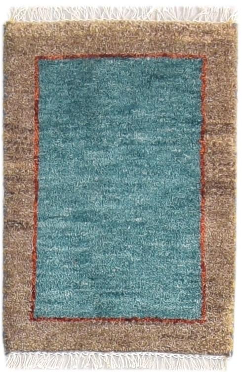 Hand Knotted Blue Wool Rug 1' X 2' Modern Scandinavian Bordered Small Carpet   7865099223189