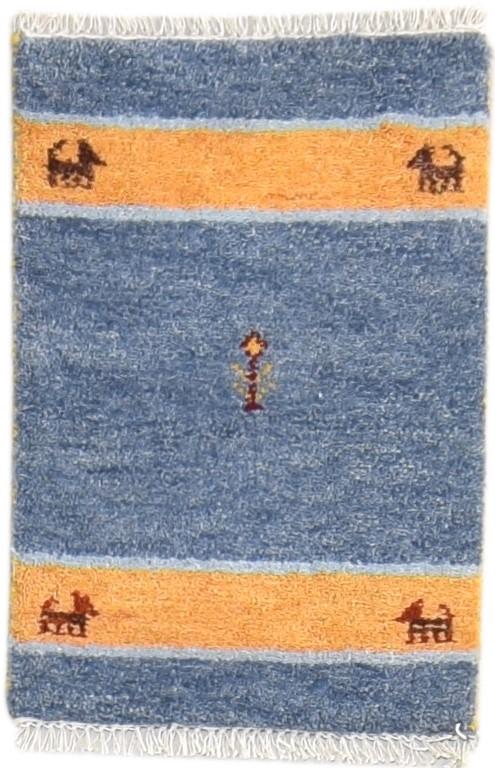 Hand Knotted Blue Wool Rug 1' X 2' Southwestern American Tribal Small Carpet   7865083953301
