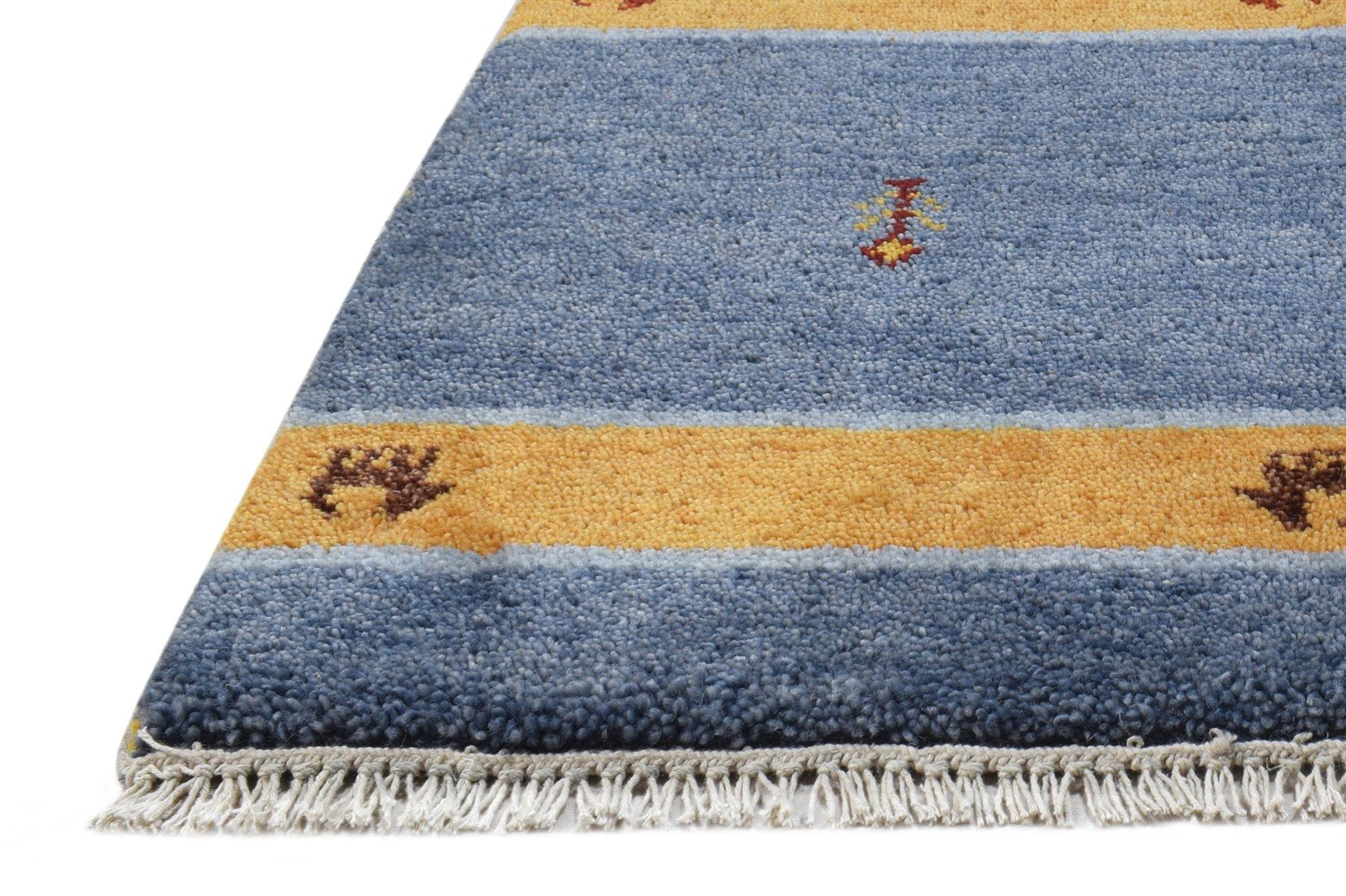 Hand Knotted Blue Wool Rug 1' X 2' Southwestern American Tribal Small Carpet   7865083953301