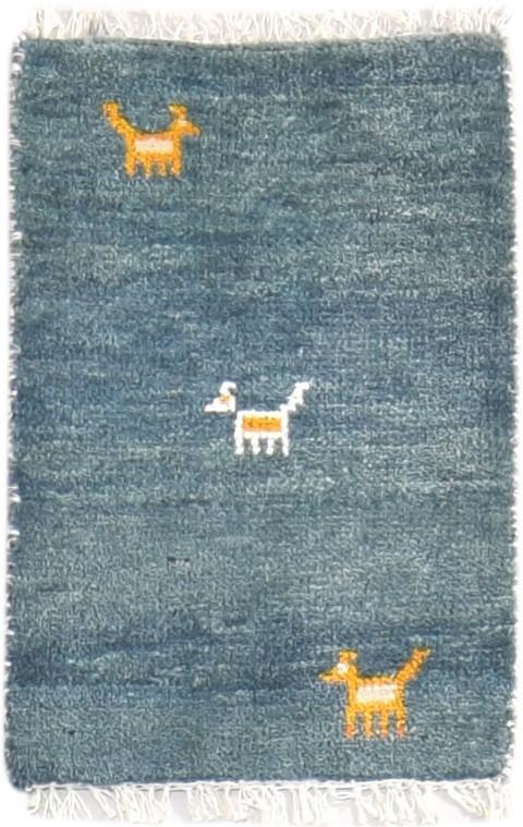 Hand Knotted Blue Wool Rug 1' X 2' Southwestern American Tribal Small Carpet   7865087033493
