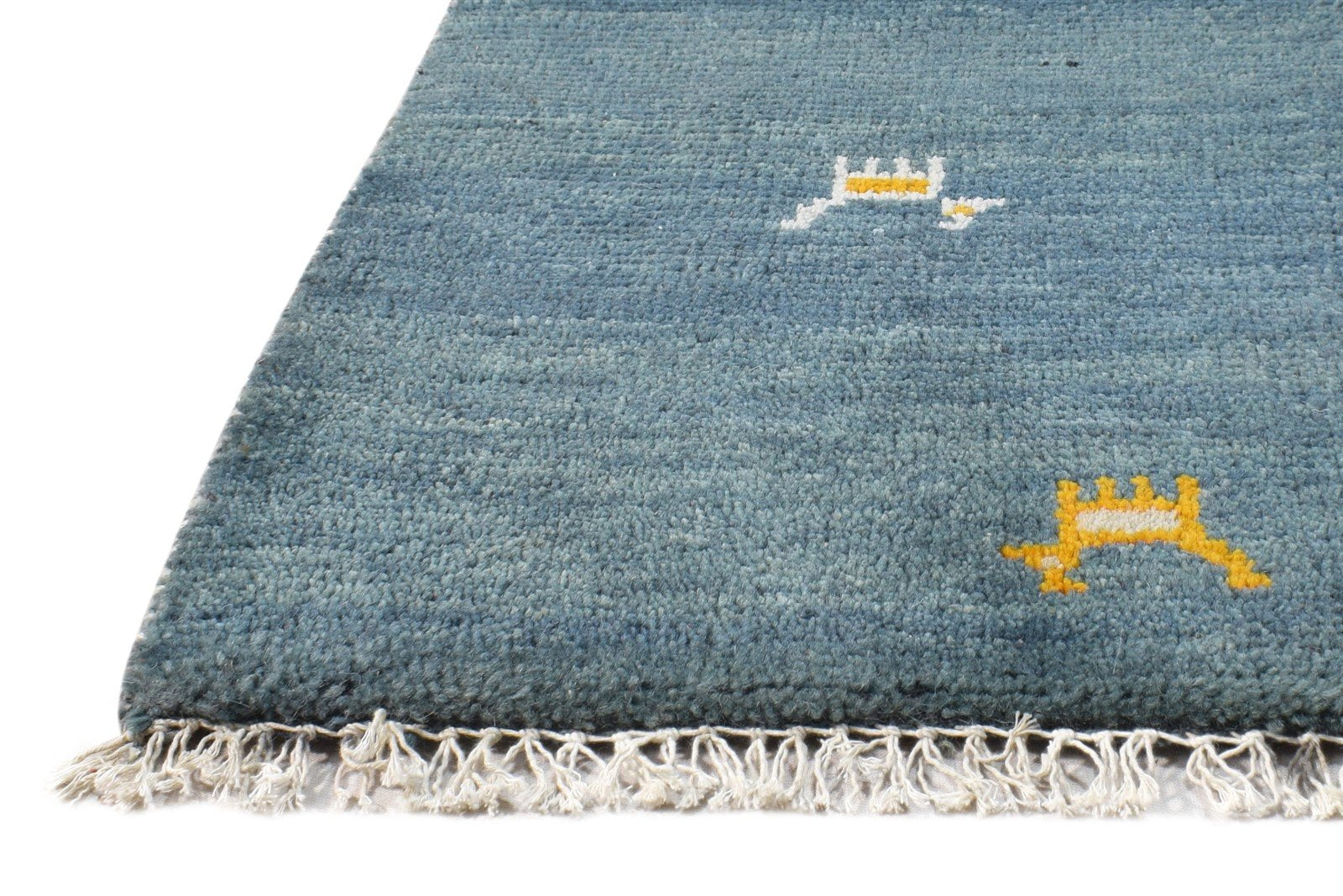 Hand Knotted Blue Wool Rug 1' X 2' Southwestern American Tribal Small Carpet   7865087033493