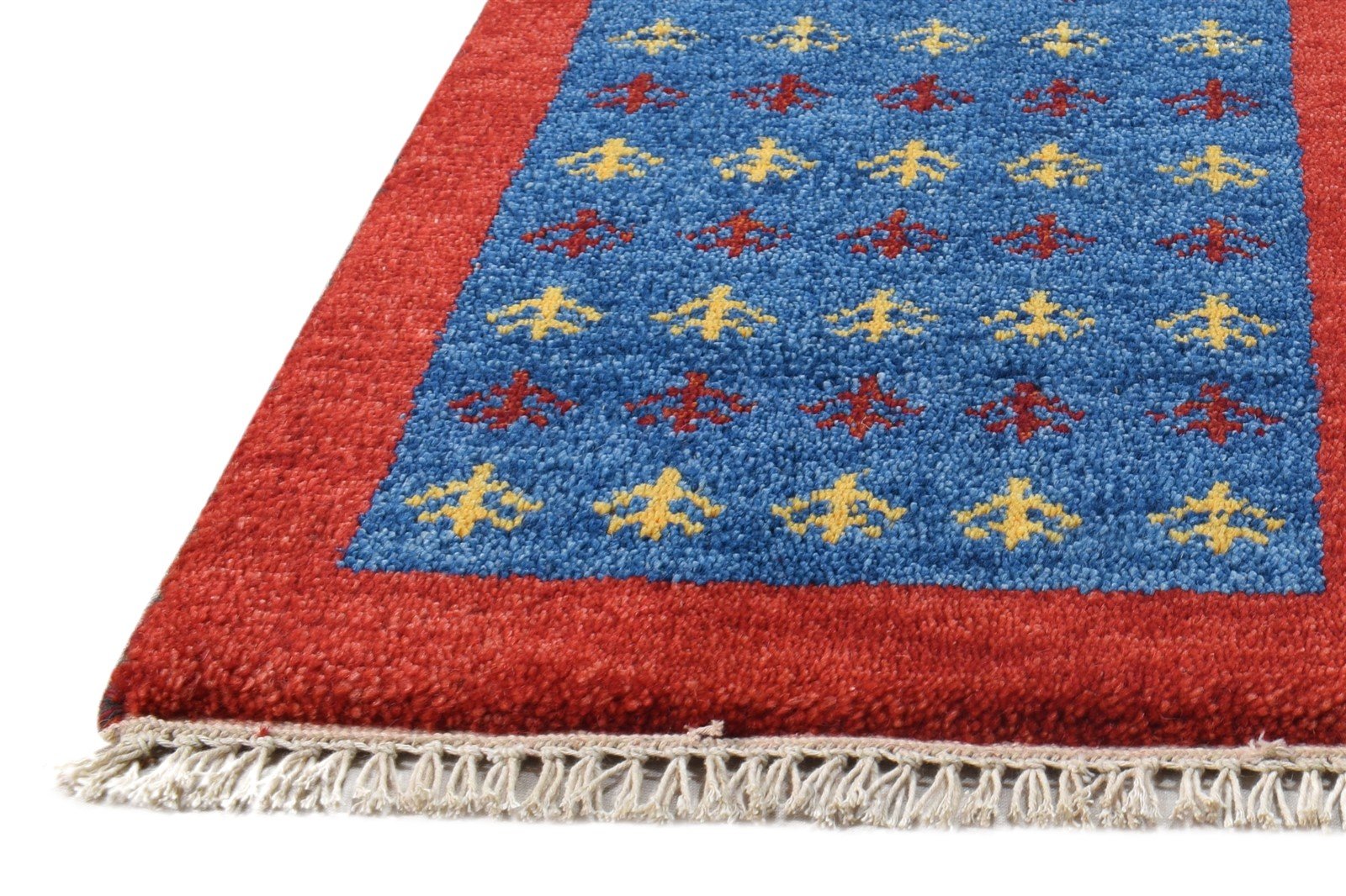 Hand Knotted Blue Wool Rug 1' X 2' Southwestern American Tribal Small Carpet   7865088311445