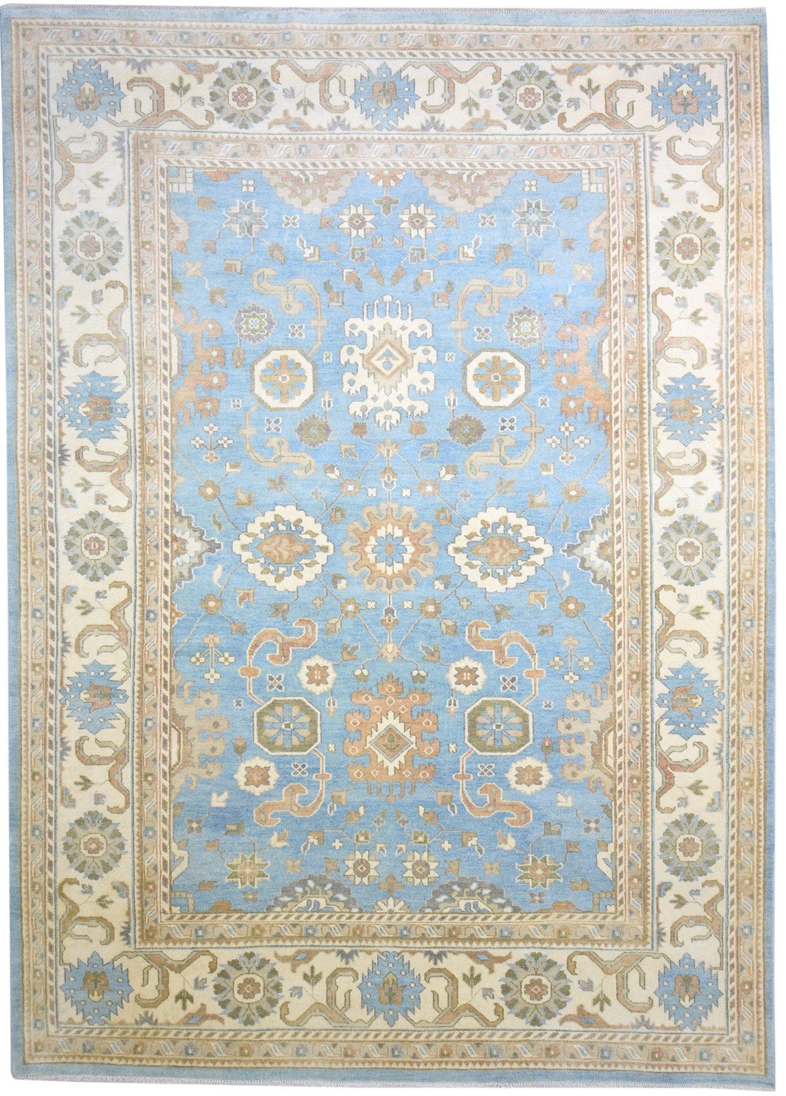 Hand Knotted Blue Wool Rug 10' X 14' Persian Oushak Oriental Extra Large Carpet   7864221630613