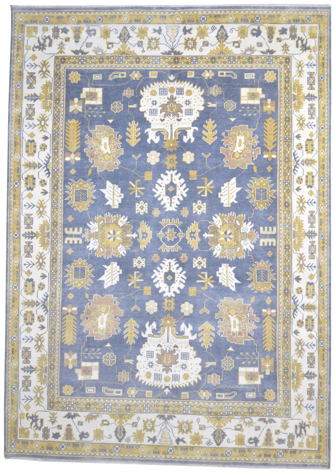 Hand Knotted Blue Wool Rug 10' X 14' Persien Oushak Oriental Extra Large Carpet   7864327438485
