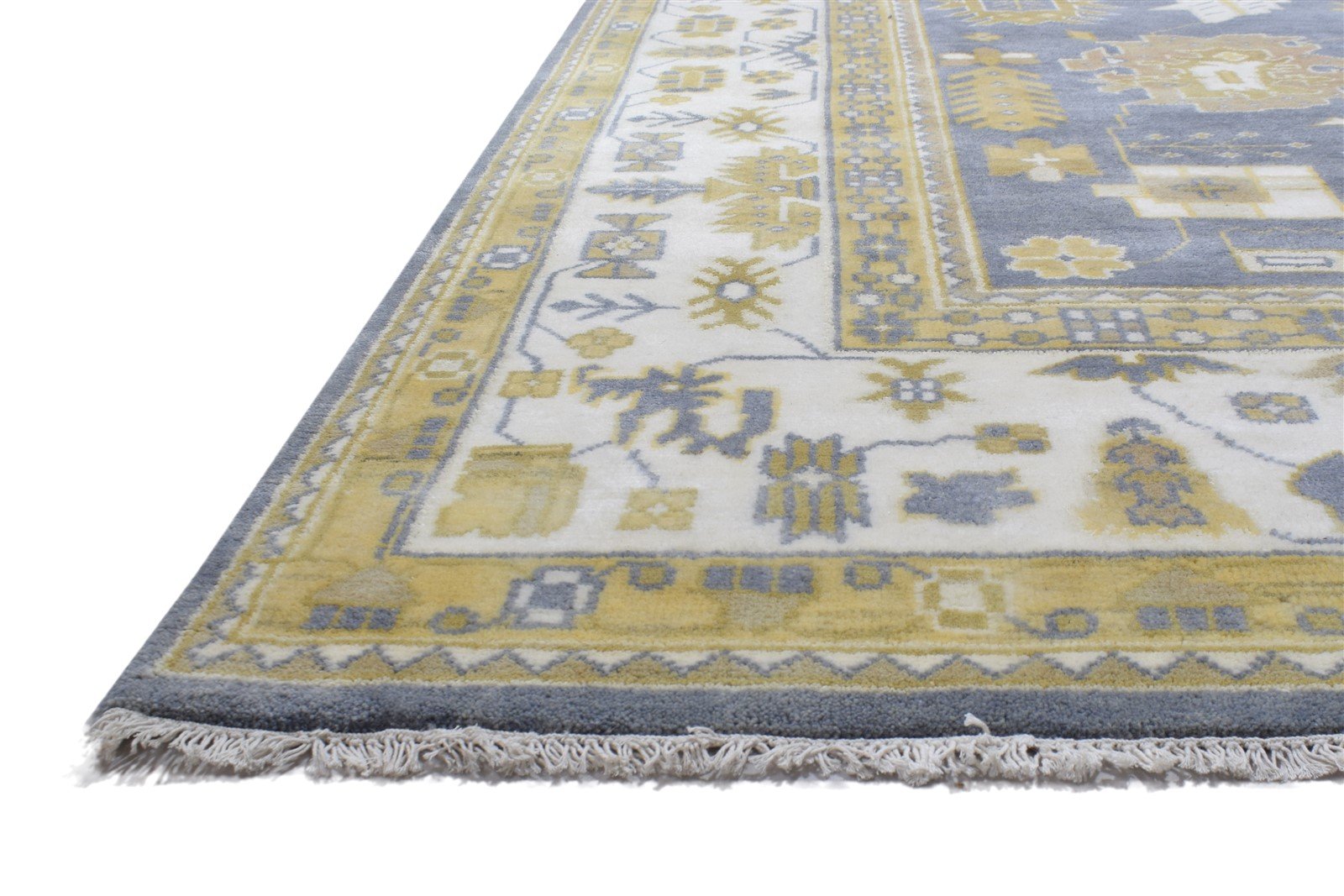 Hand Knotted Blue Wool Rug 10' X 14' Persien Oushak Oriental Extra Large Carpet   7864327438485